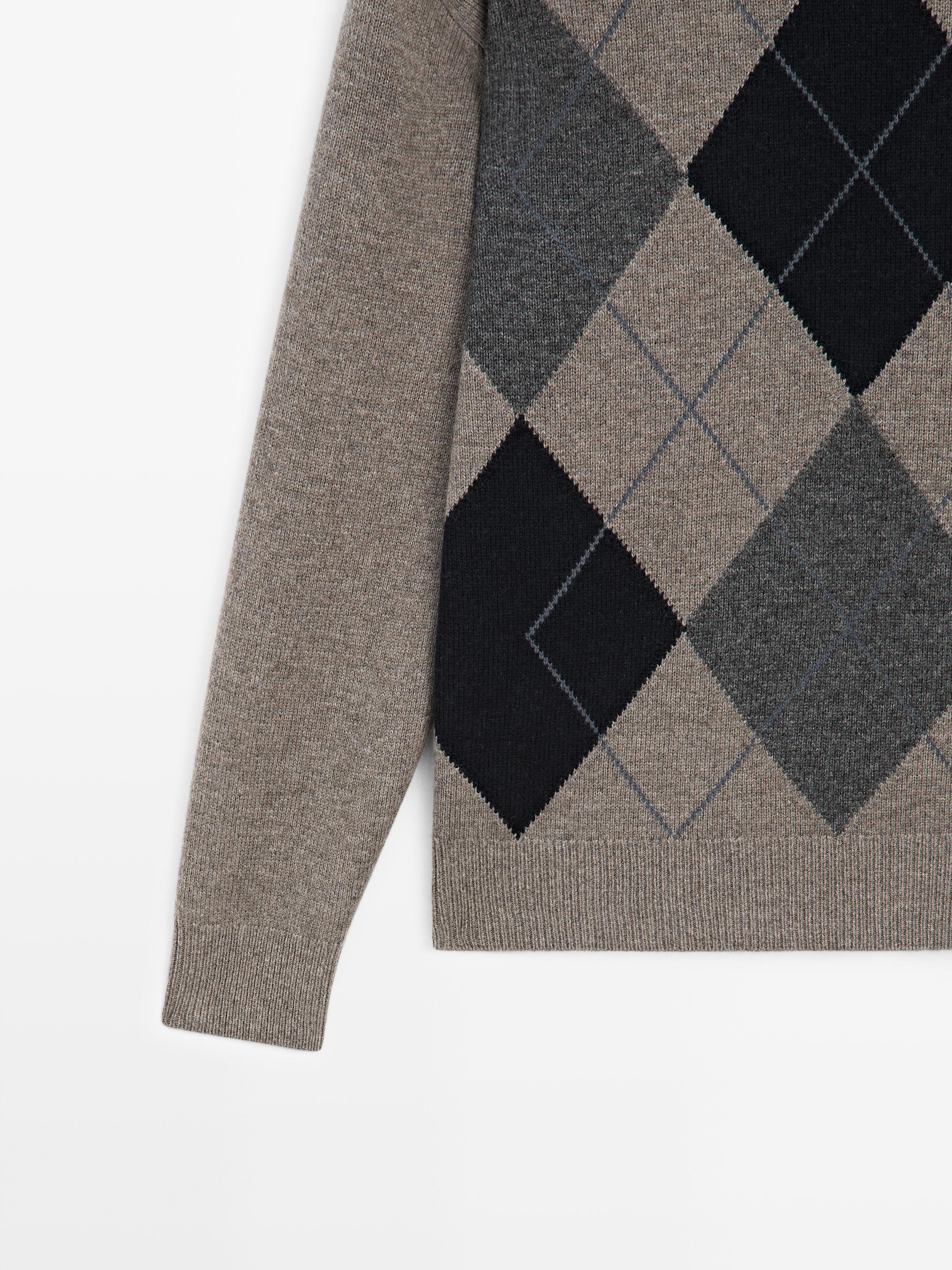Wool blend crew neck knit sweater — DARK KHAKI