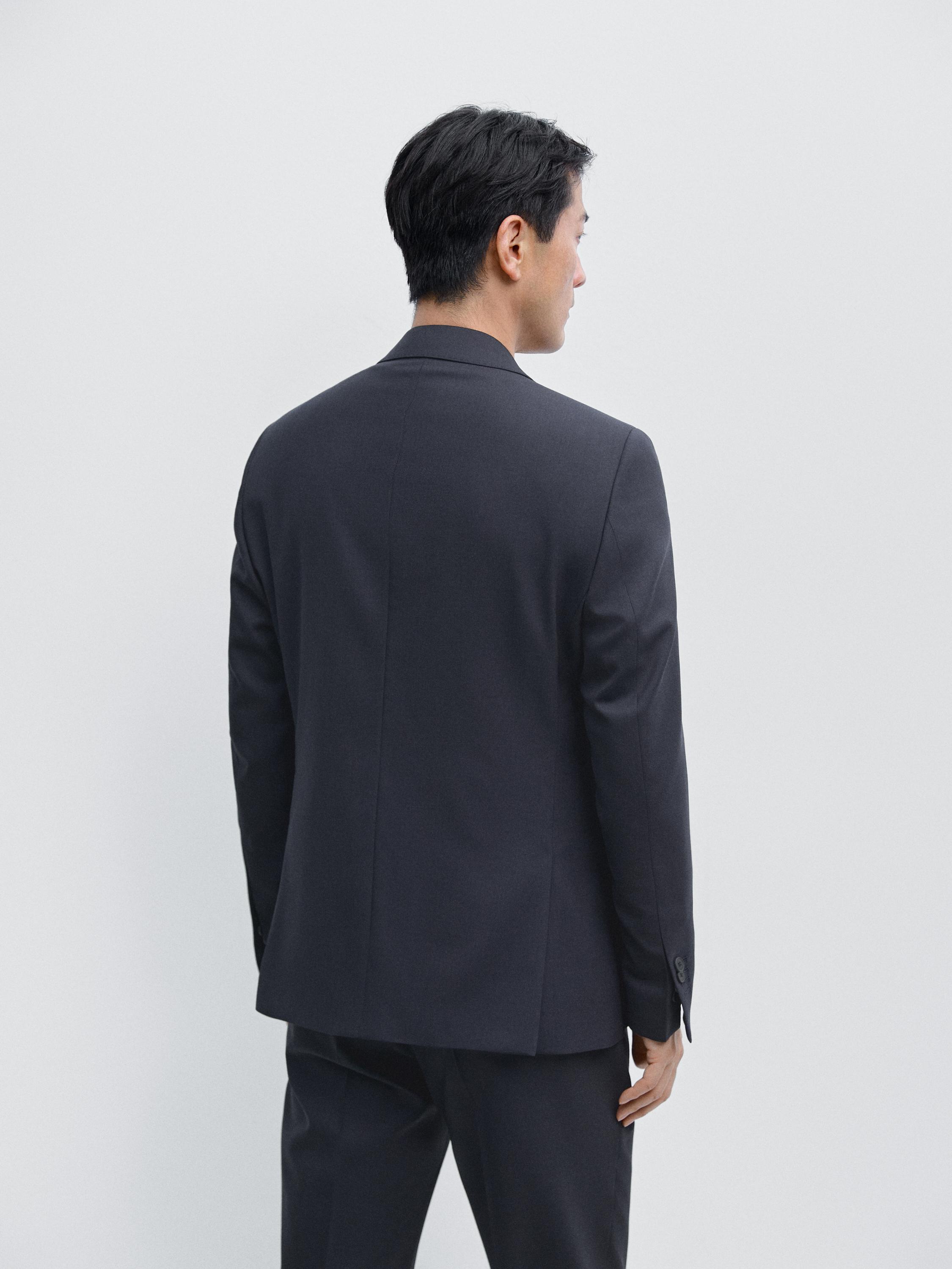 Cool wool blend suit blazer — NAVY BLUE