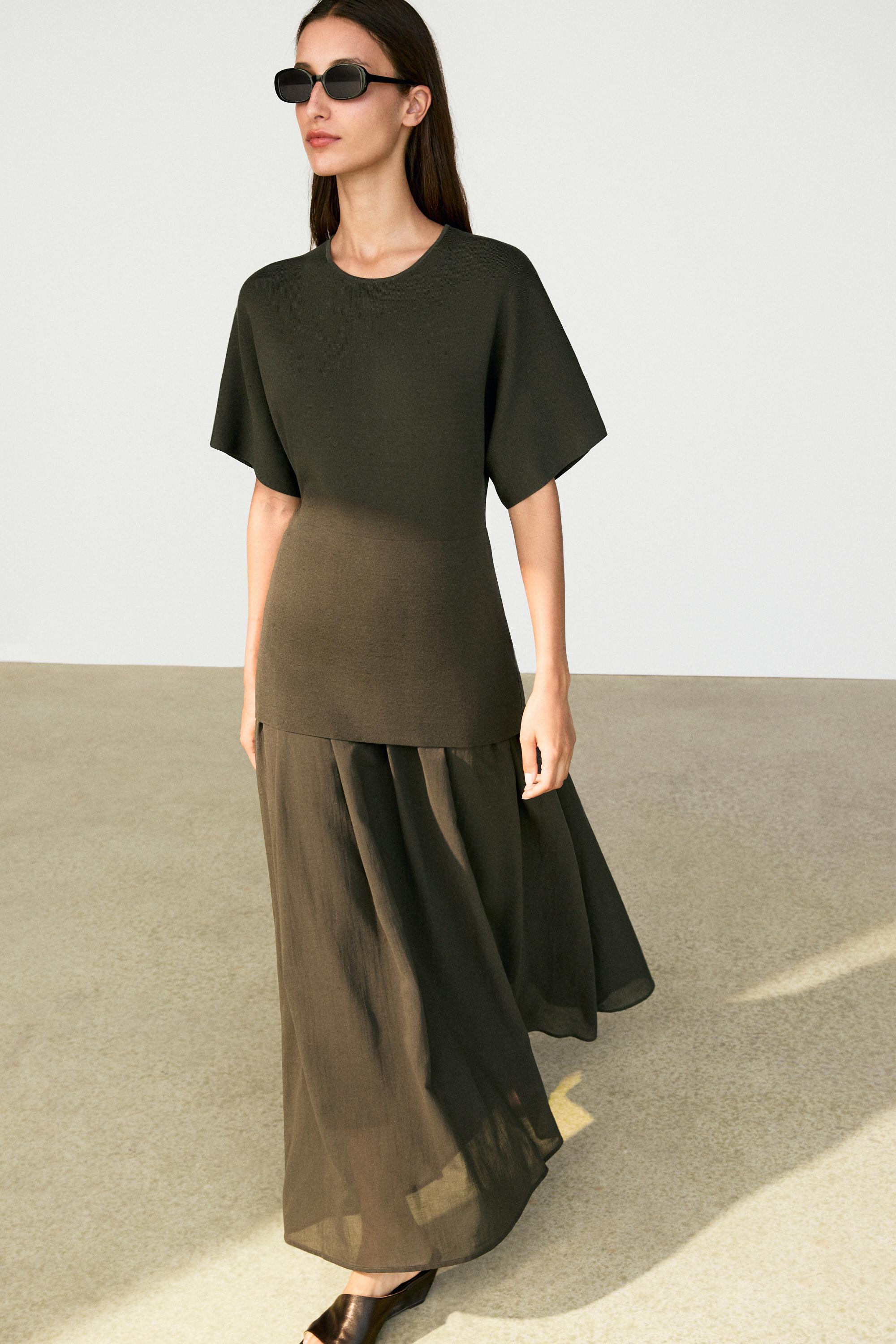 Combined midi dress — GREEN