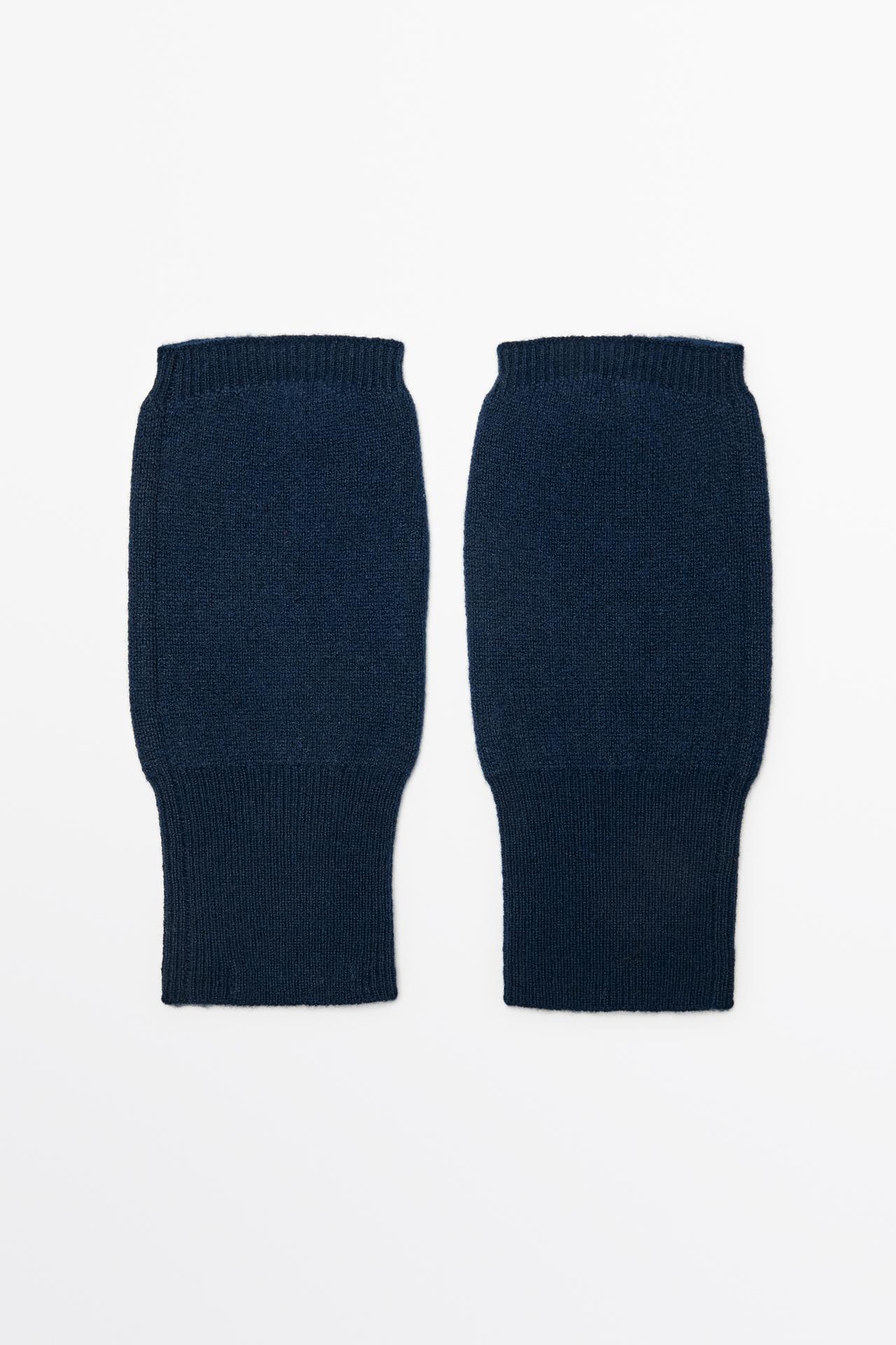 100% cashmere knit mittens — NAVY BLUE