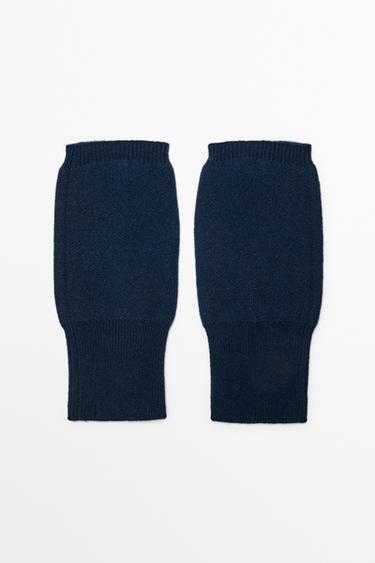 100% cashmere knit mittens — NAVY BLUE 1