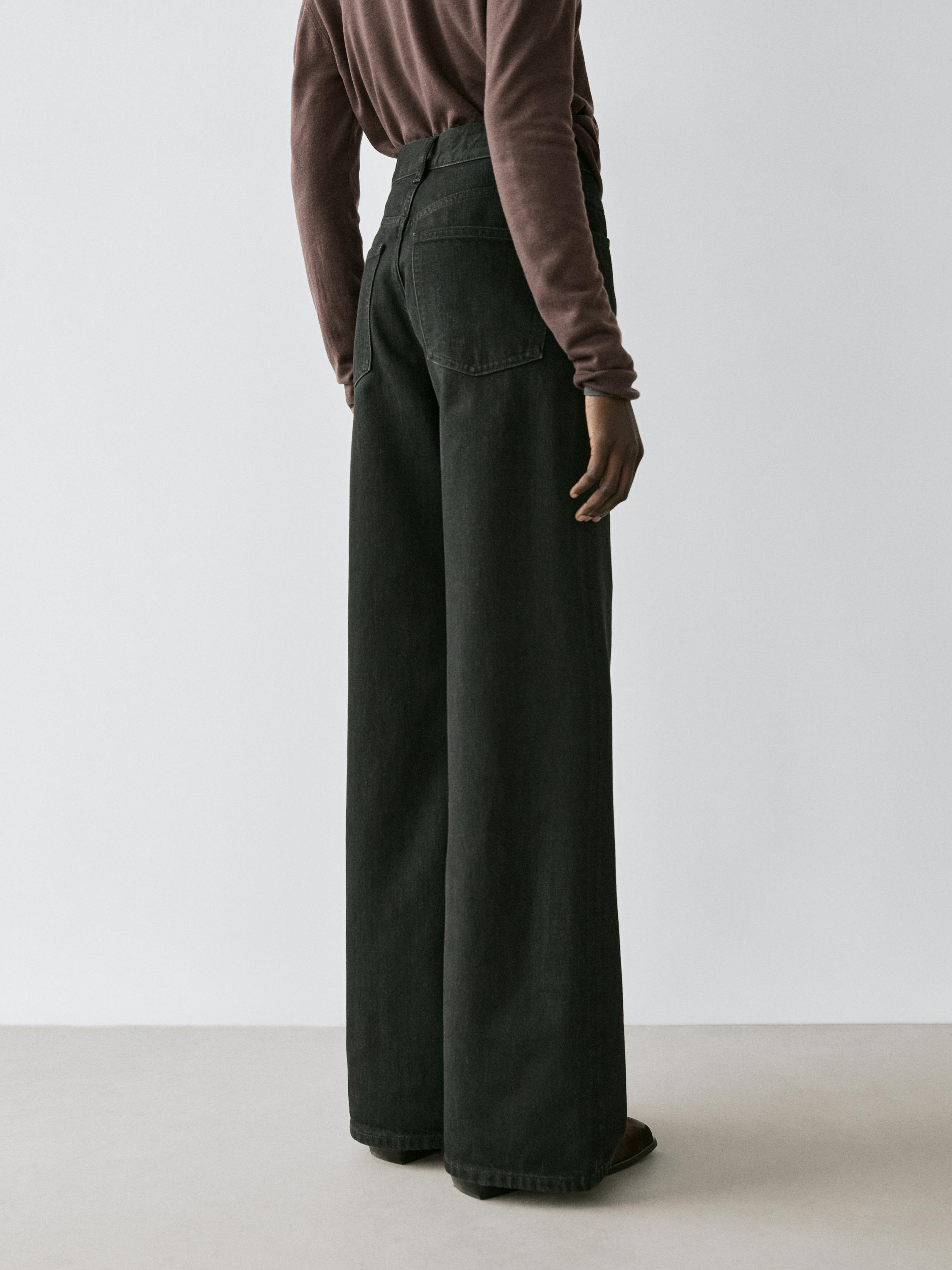 Straight-leg high-waist jeans — BLACK