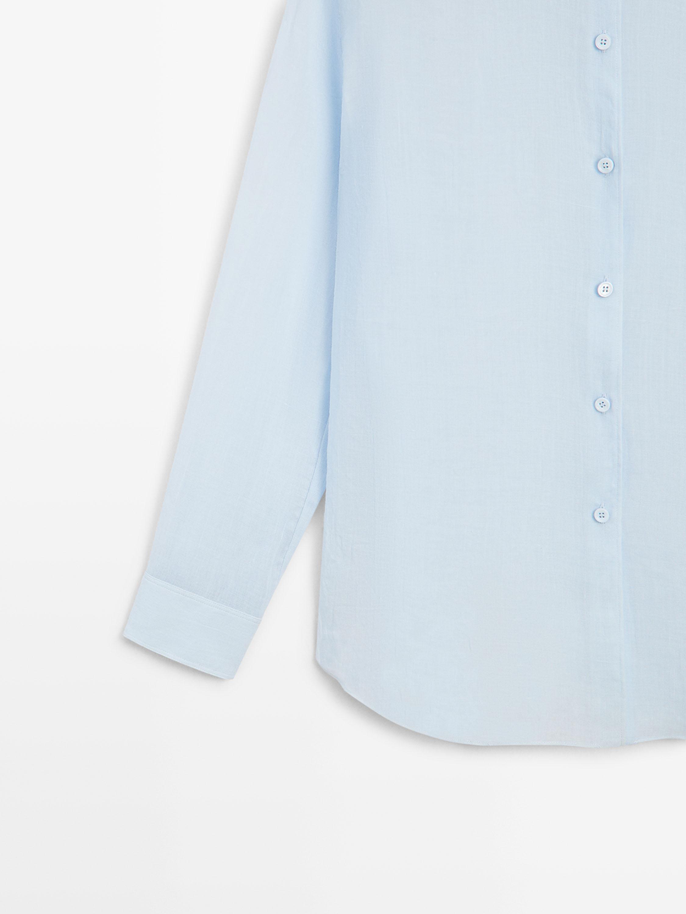 Flowing shirt with shirt collar — SKY BLUE