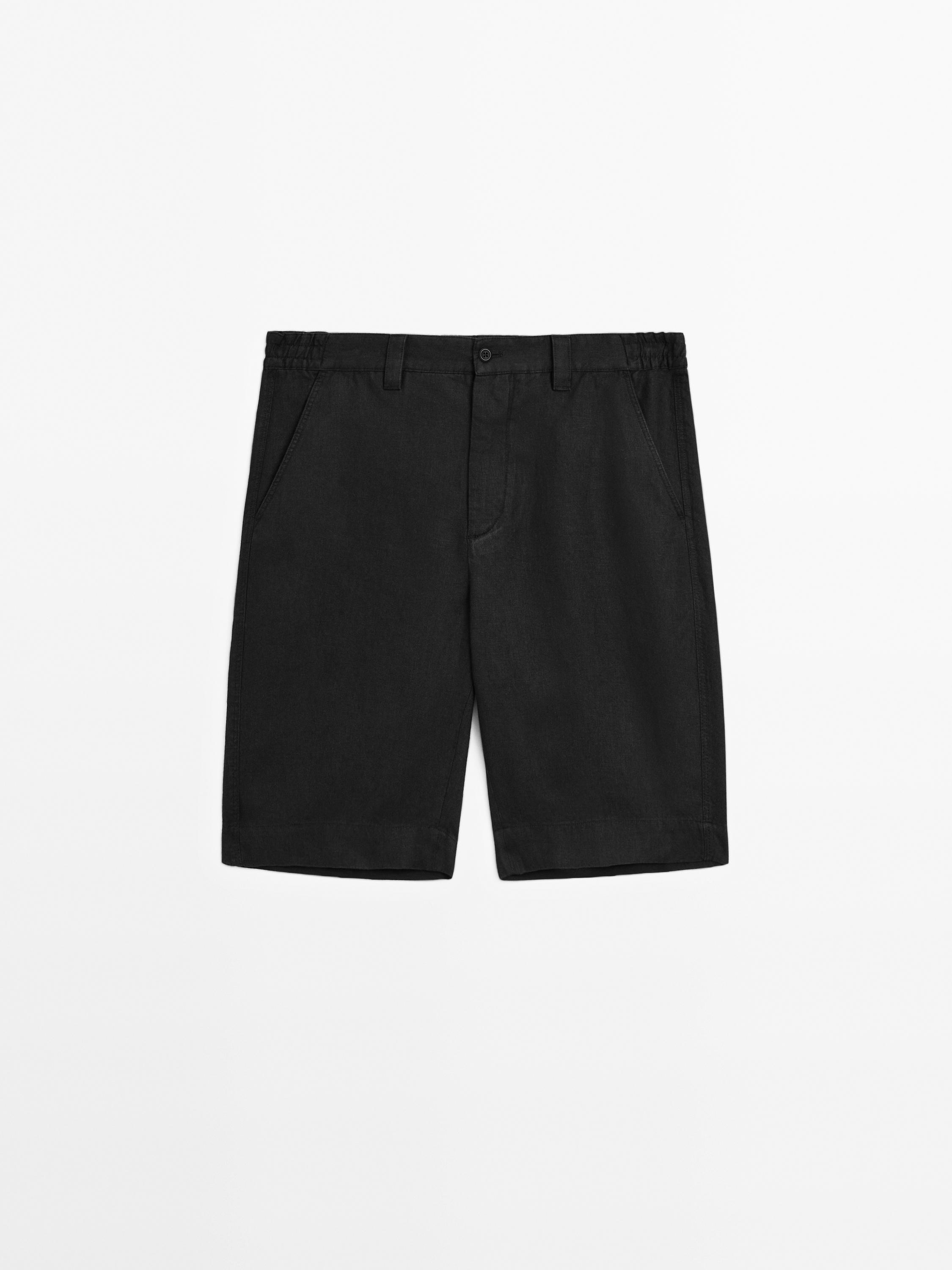 【Massimo Dutti】Pleated Bermuda shorts / Black Massimo Dutti BERMUDA - Shorts - black - Zalando.co.uk
