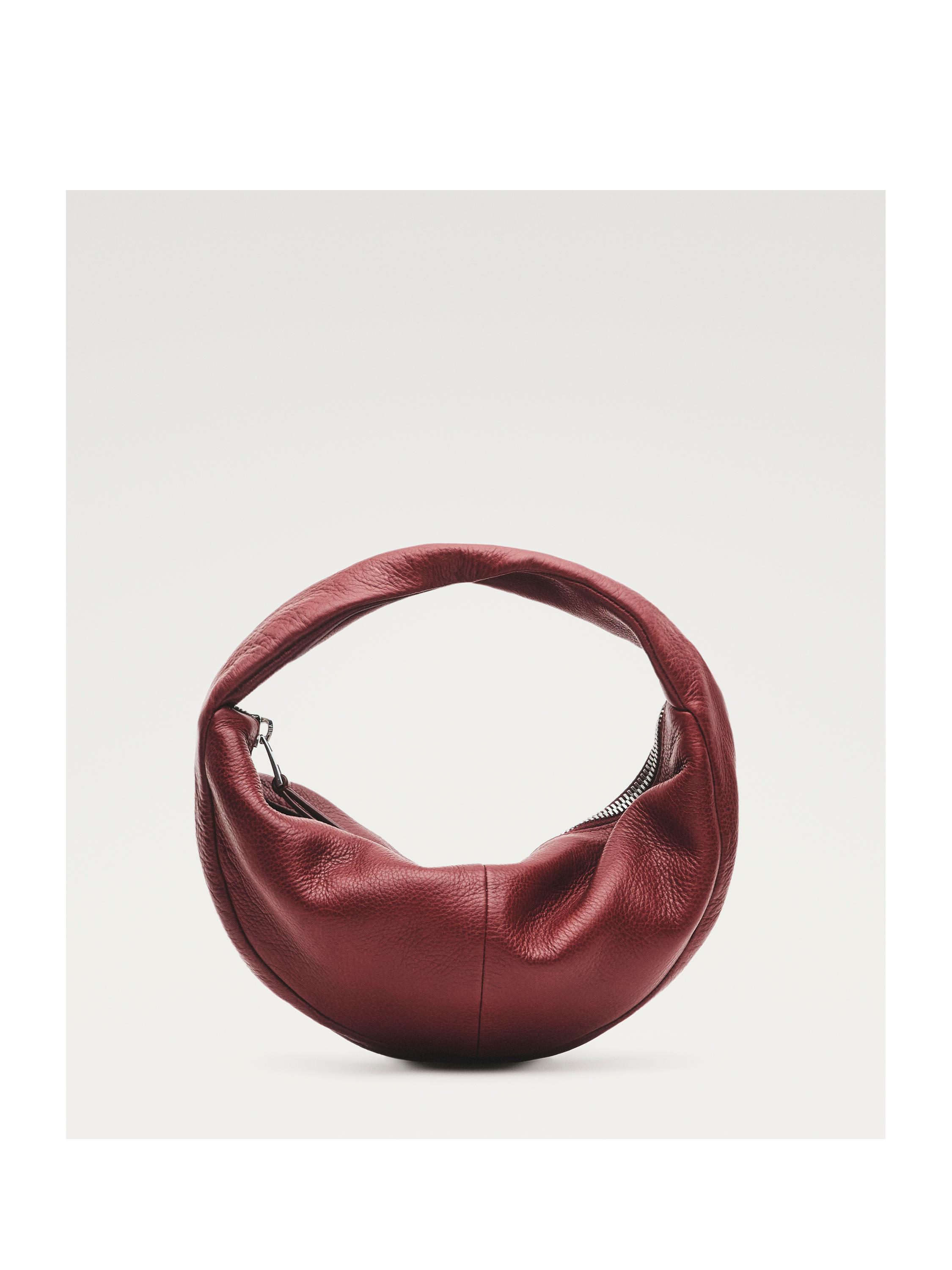Mini nappa leather half-moon bag — RED