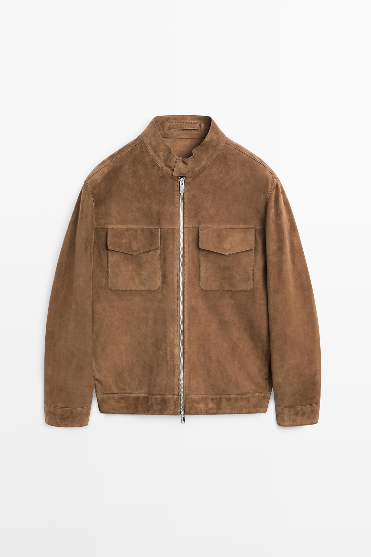 Massimo Dutti - Heren - Suède Leren Jack - Bruingeel - L
