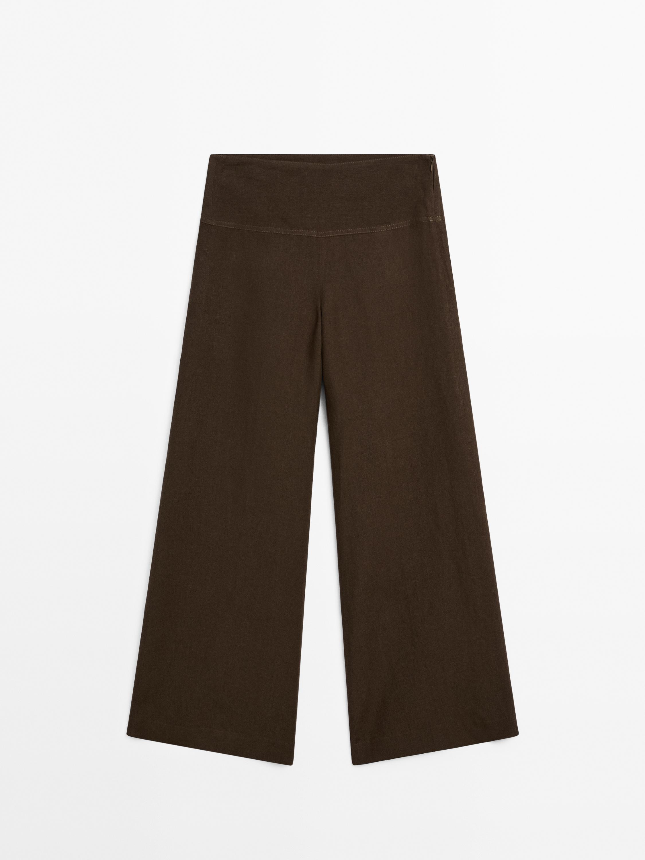 Wide-Leg-Hose aus Leinen mit hohem Bund