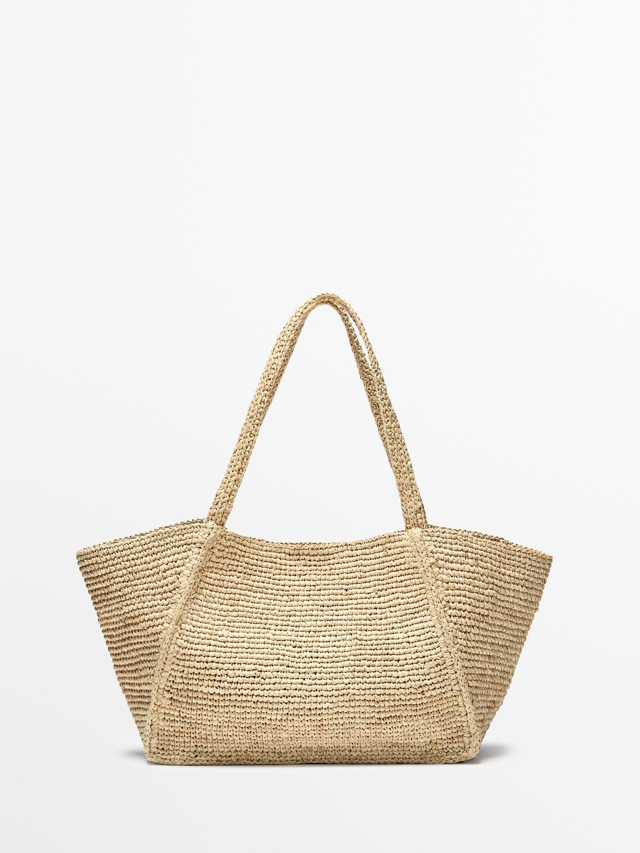 Massimo Dutti - Dame - 100% Rafiabast Mellemstor Shoppertaske - Beige - 01