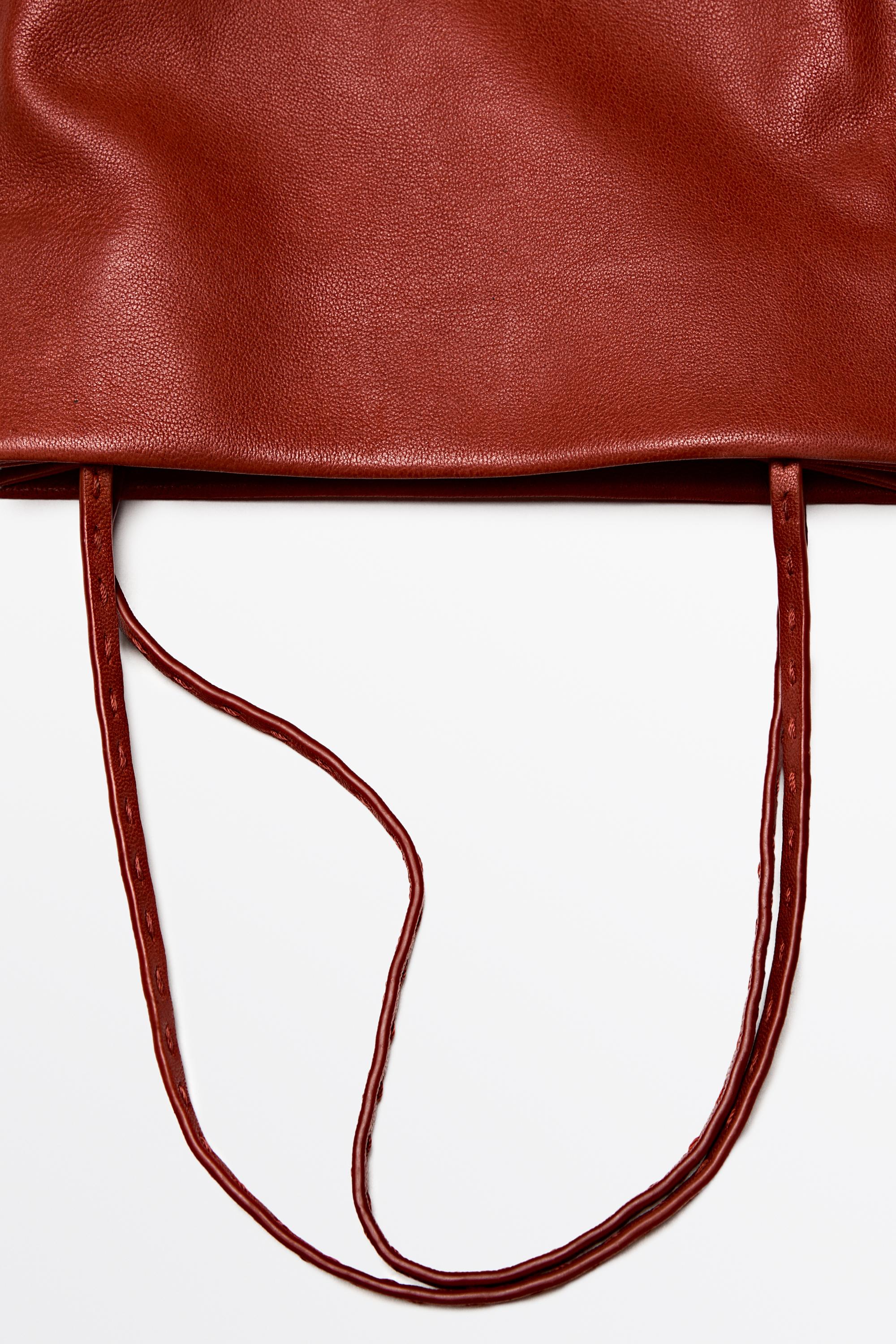 Nappa leather double compartment bag — CORAL RED
