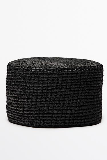 Raffia pillbox hat — BLACK 4