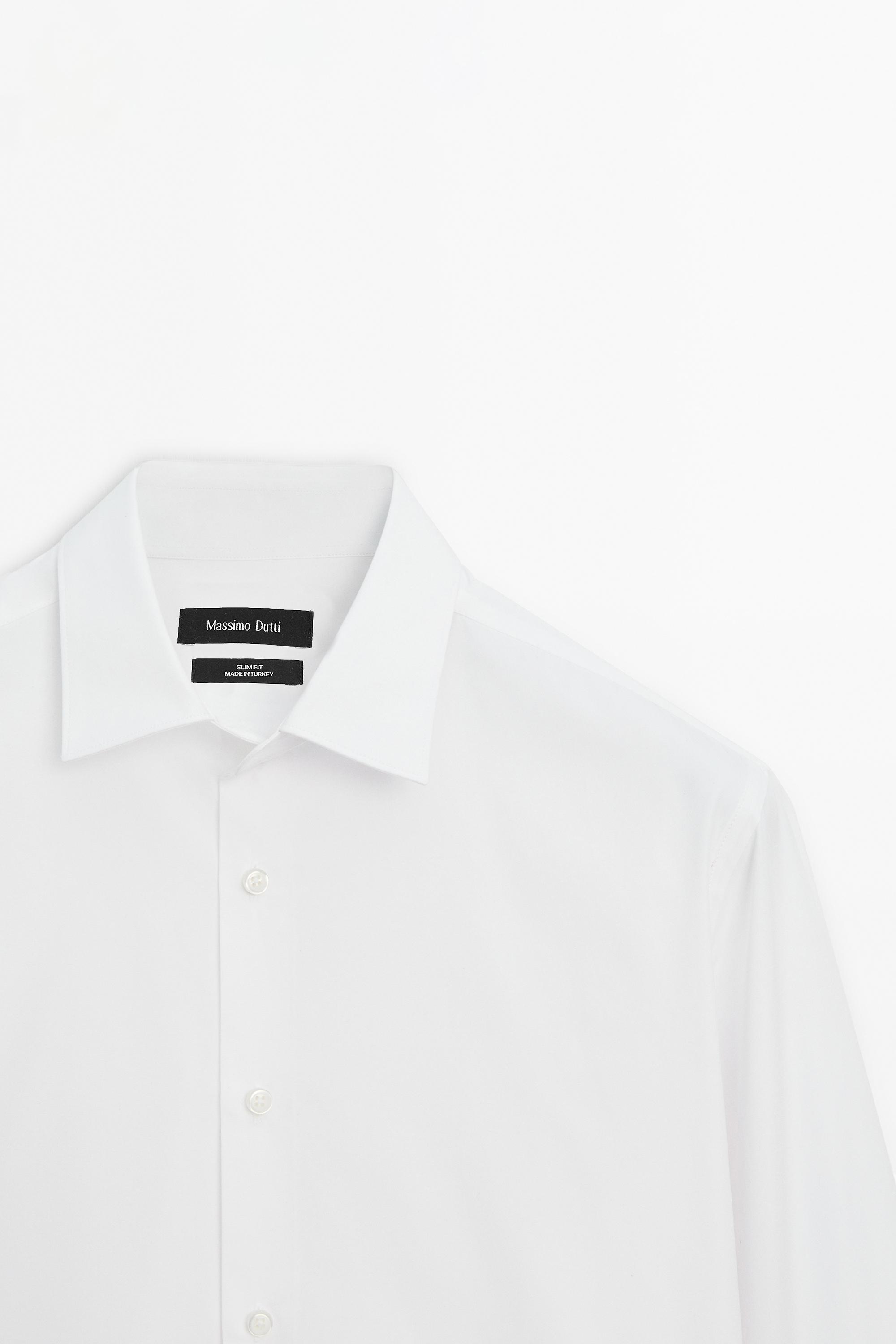 Slim fit 100% cotton poplin shirt — WHITE