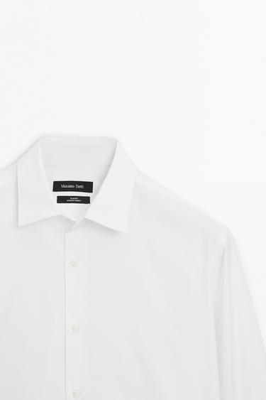 Slim fit 100% cotton poplin shirt — WHITE 6