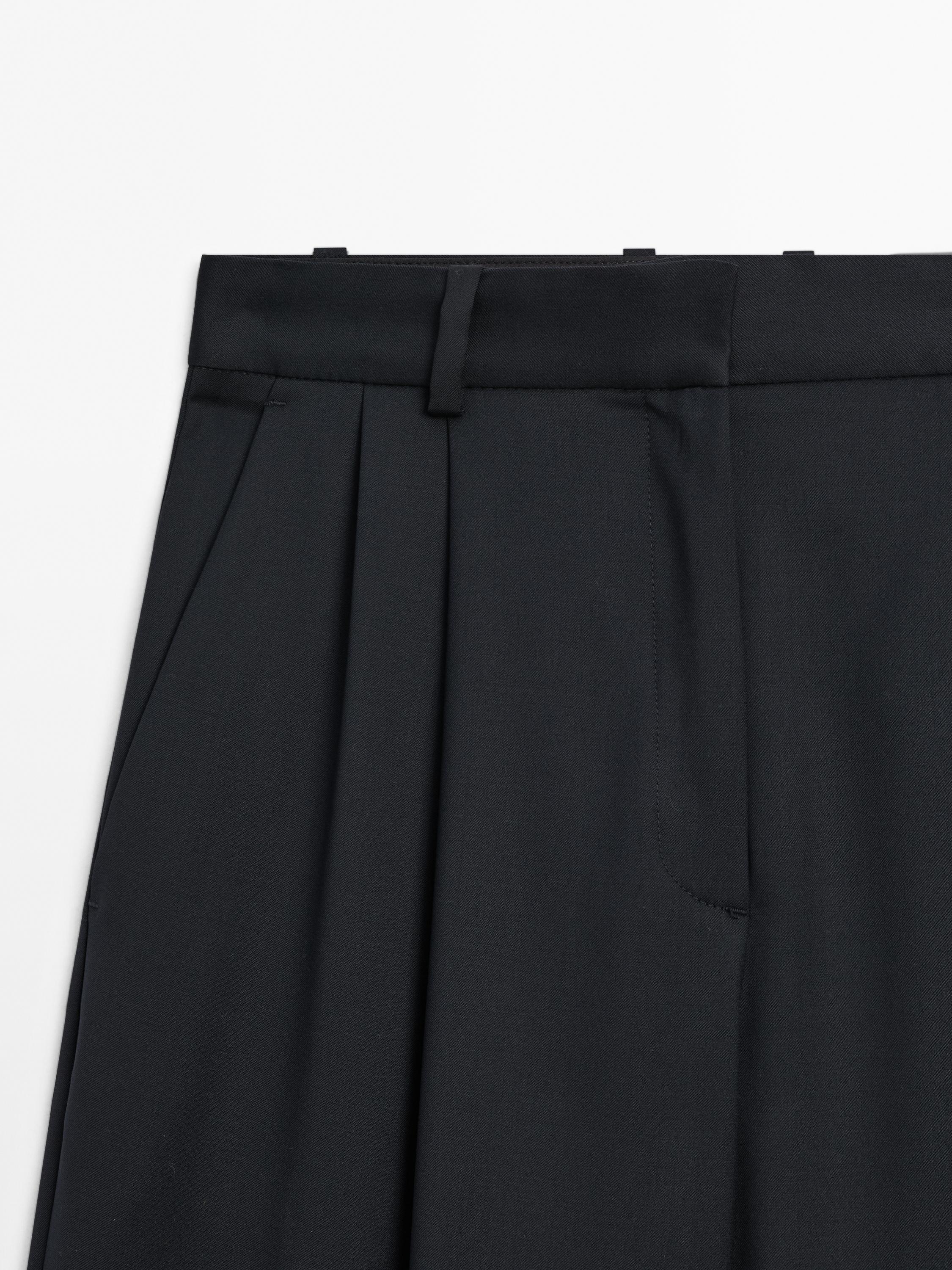 Pleated extra fine wool trousers — NAVY BLUE