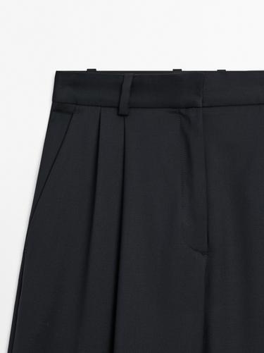 Extra fine wool pleated pants — NAVY BLUE 4