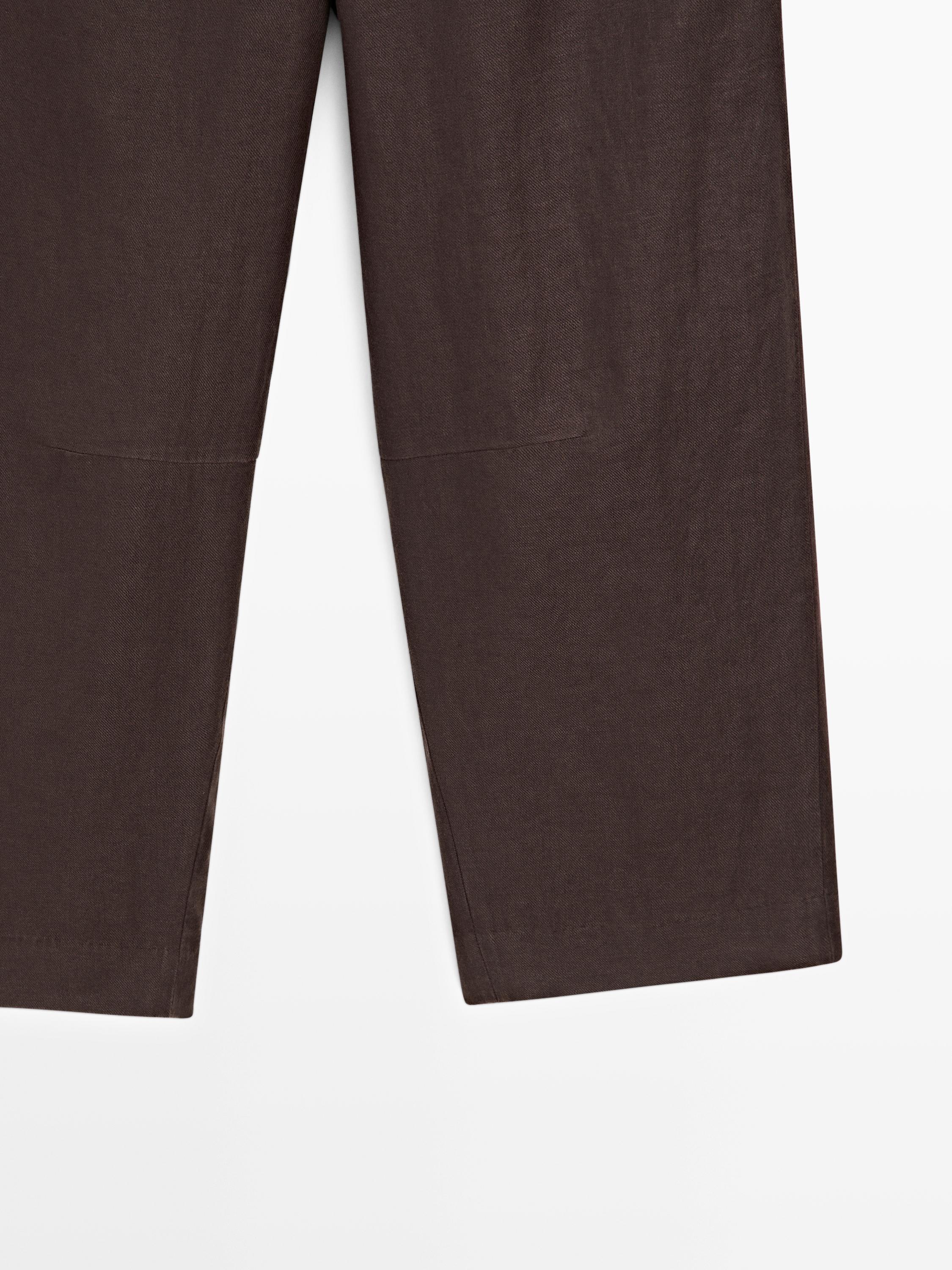 Flowing 100% linen trousers — BROWN