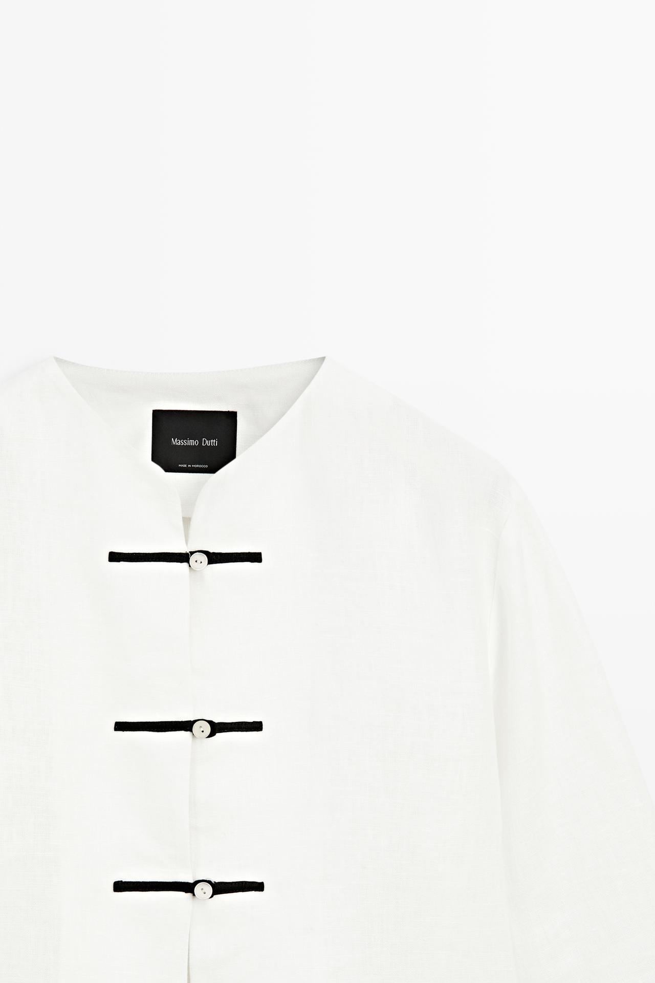 100% linen flowing shirt with button detail — Off white