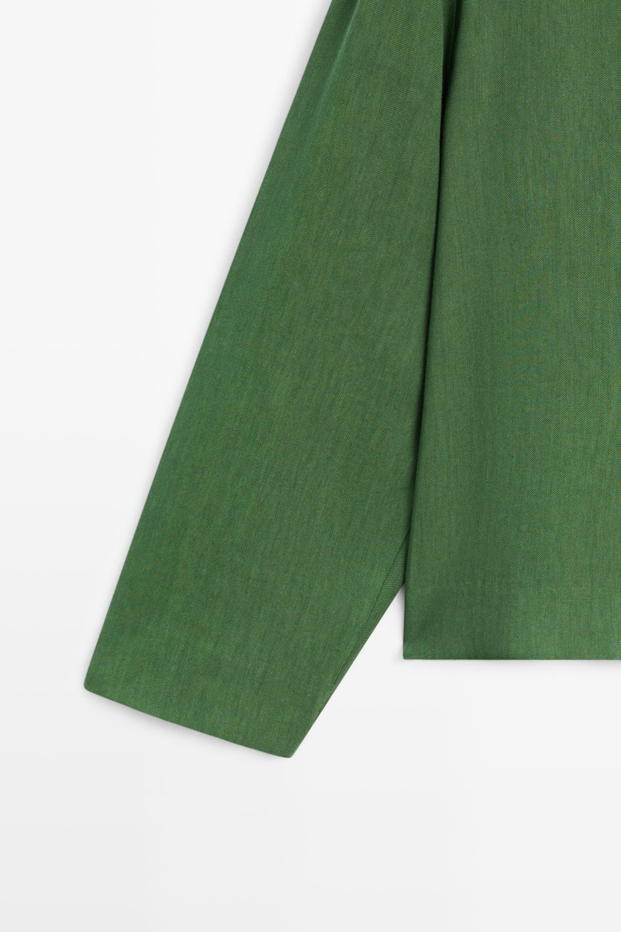 Flowy button-detail overshirt — BLUISH GREEN