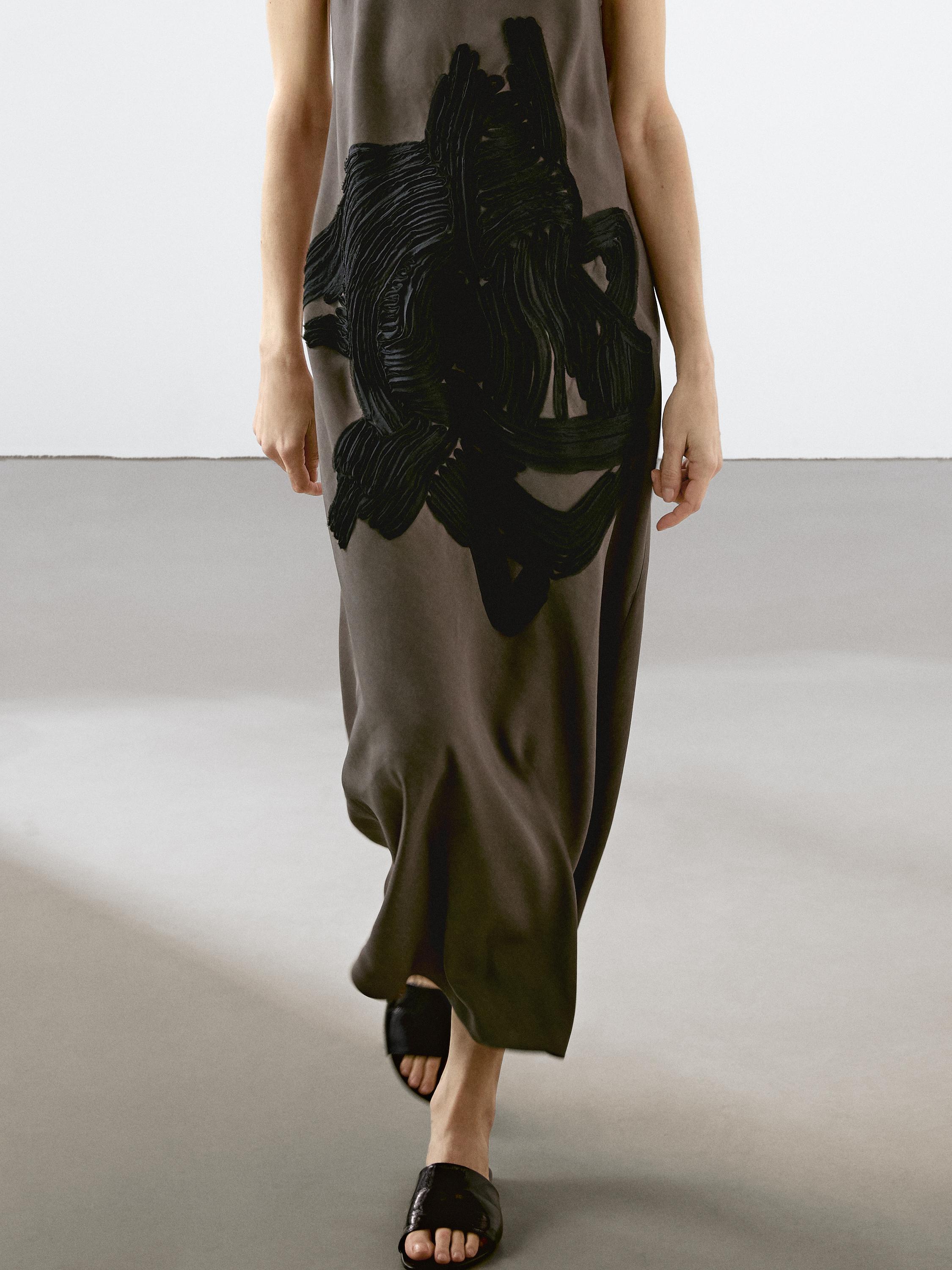 Robe longue rubans contrastants