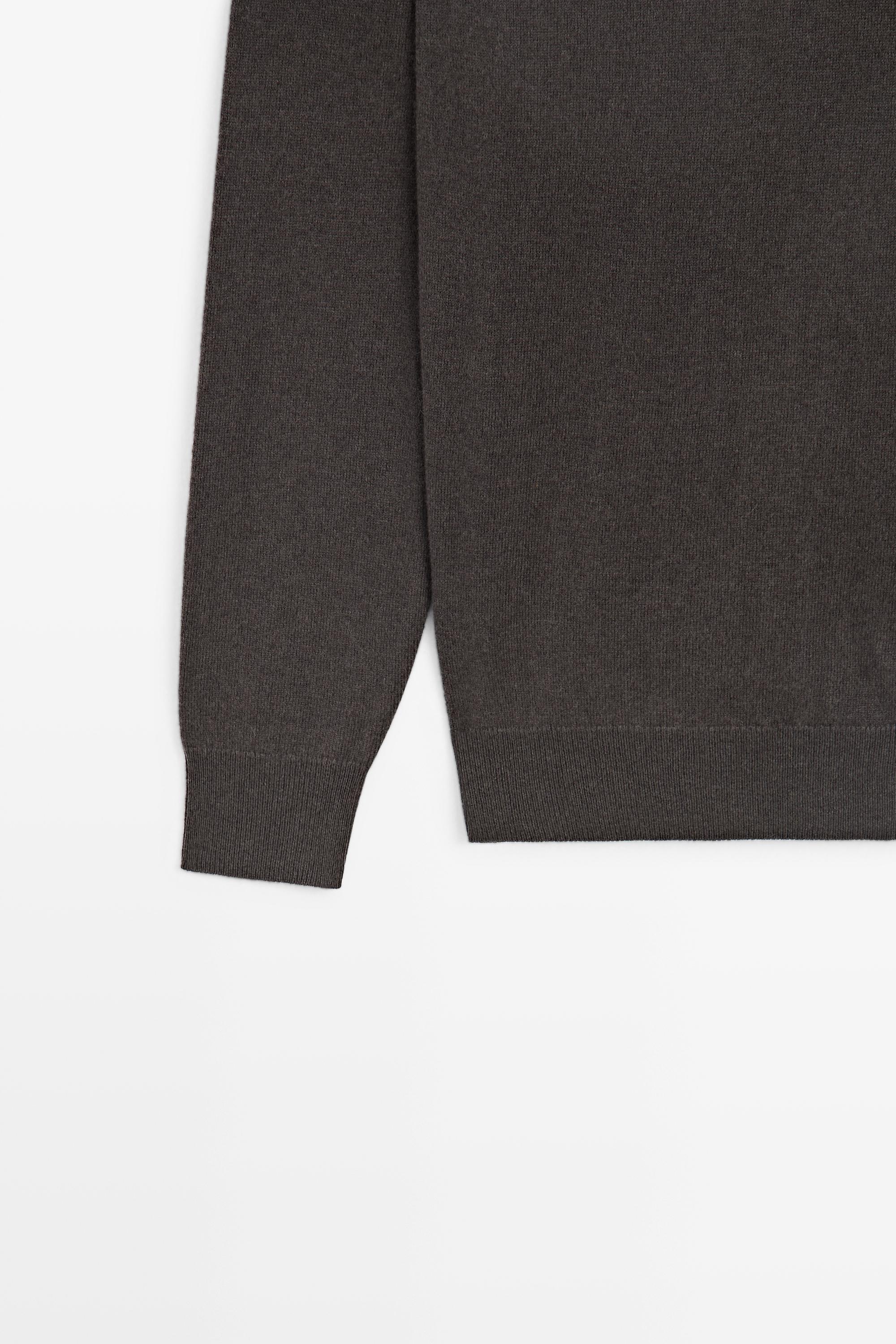 Wool blend round neck knit sweater — BROWN