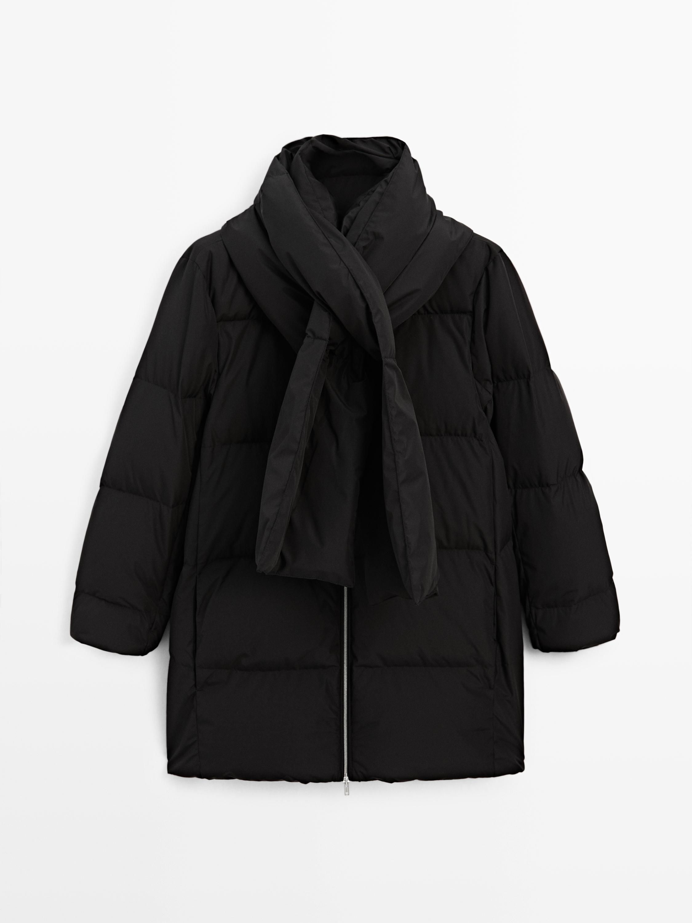 Water-repellent puffer jacket — BLACK
