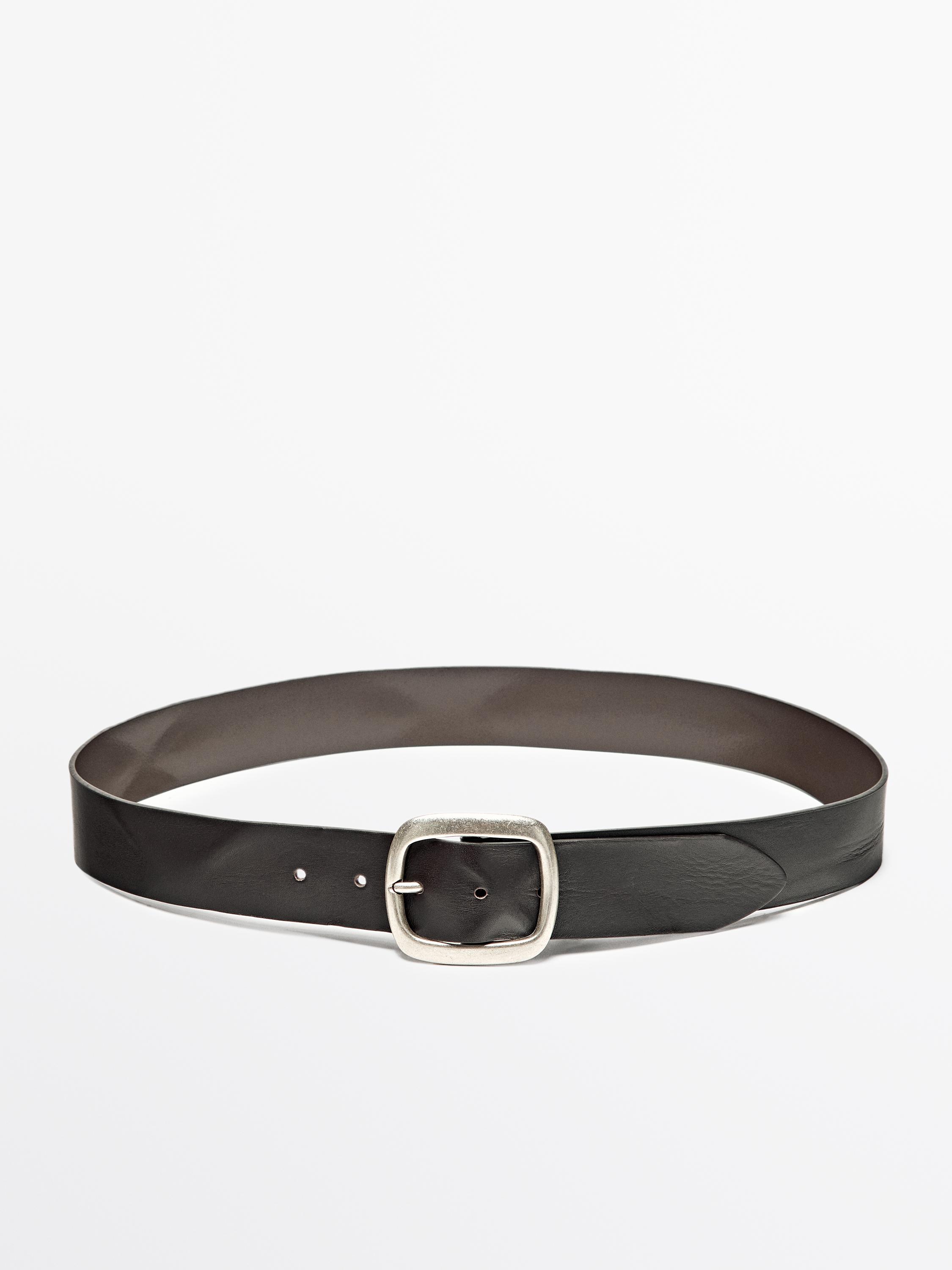 Ceinture en cuir nappa avec boucle bombée