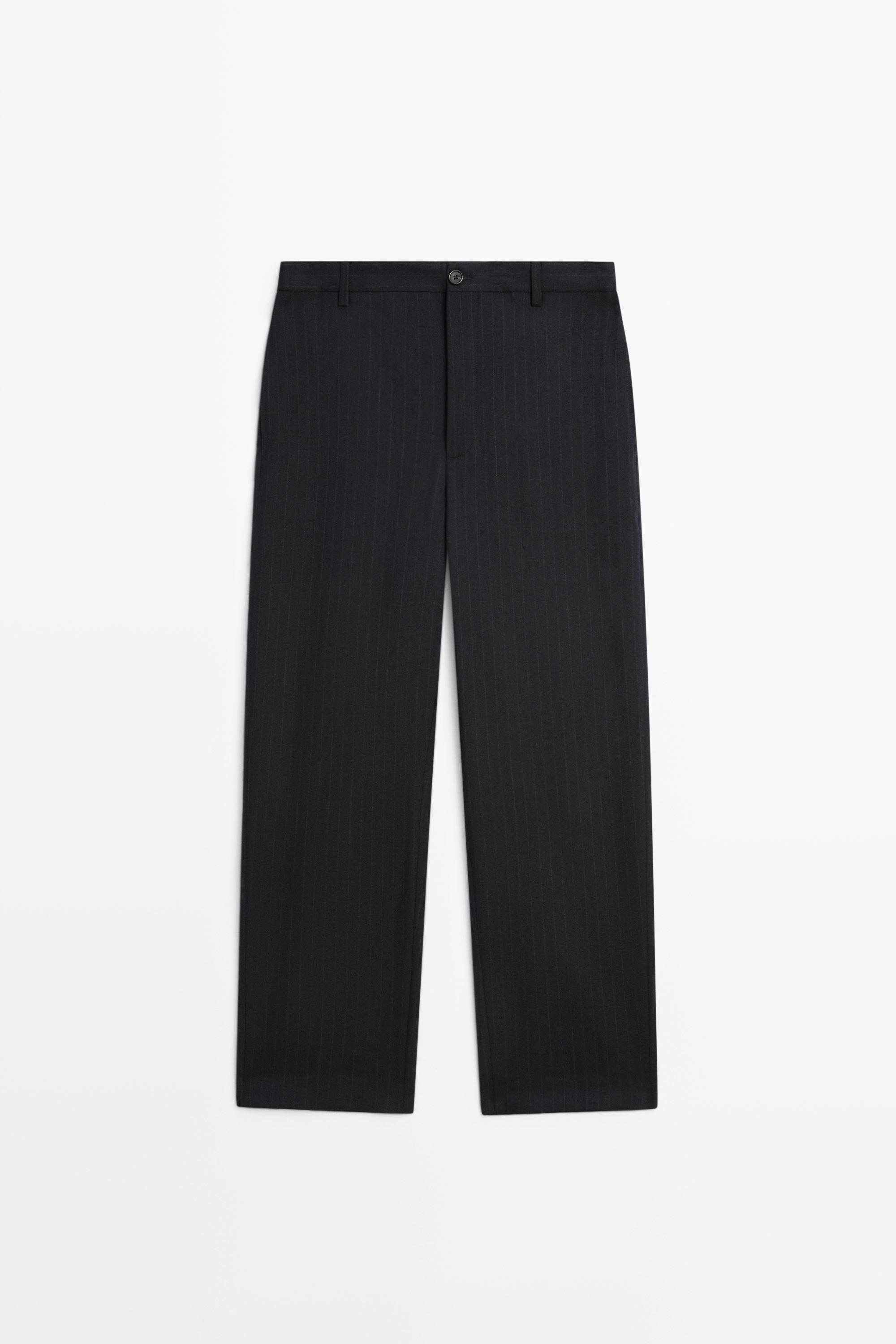 Pantalón relaxed fit rayas 100% lana