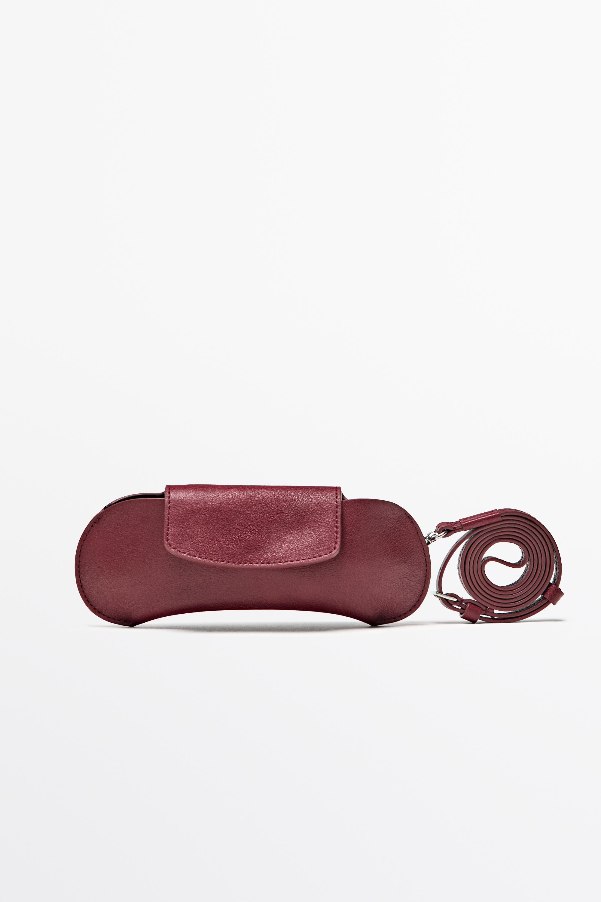 Bolsa de óculos em pele napa texturada