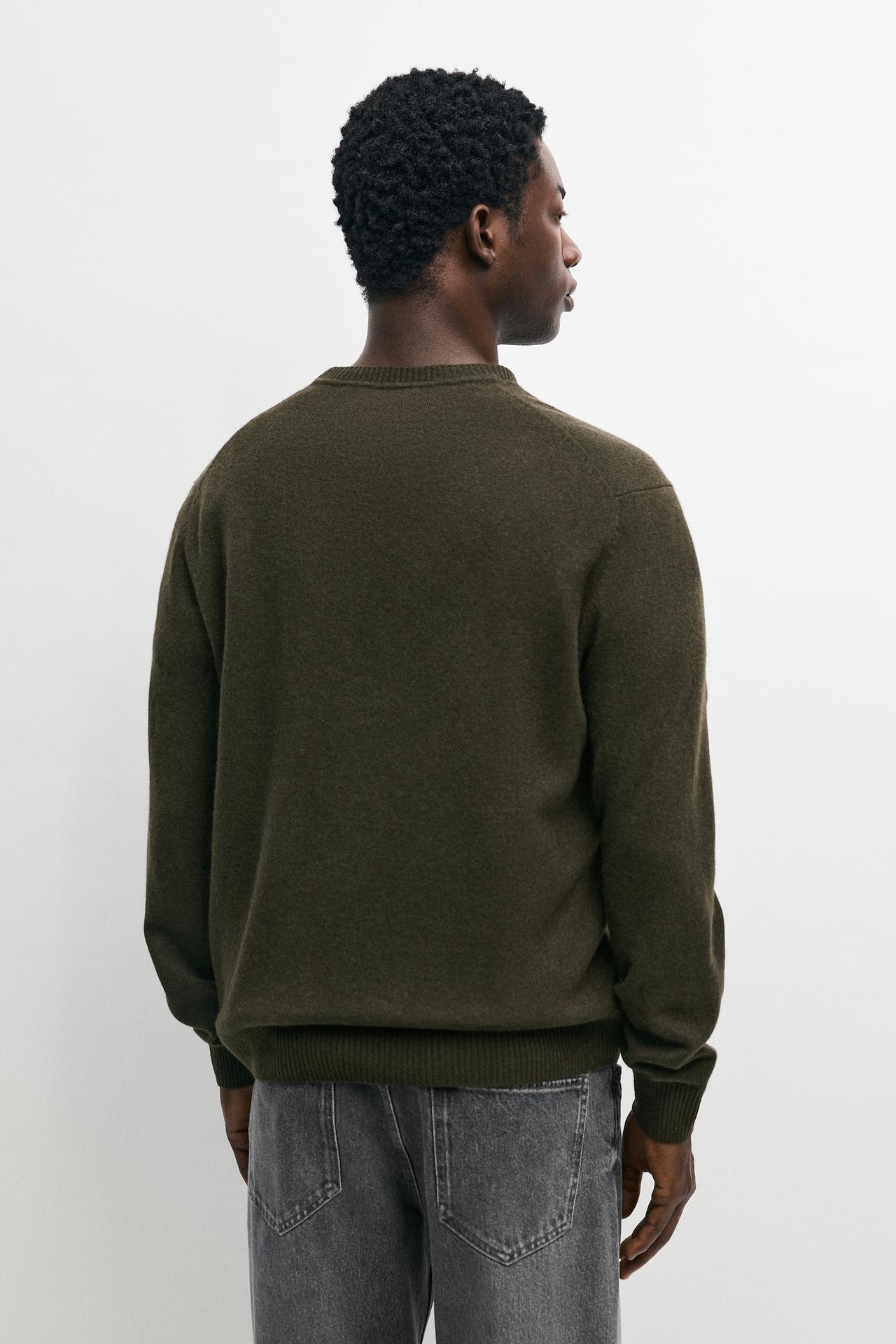 Wool blend round neck knit sweater — GREEN