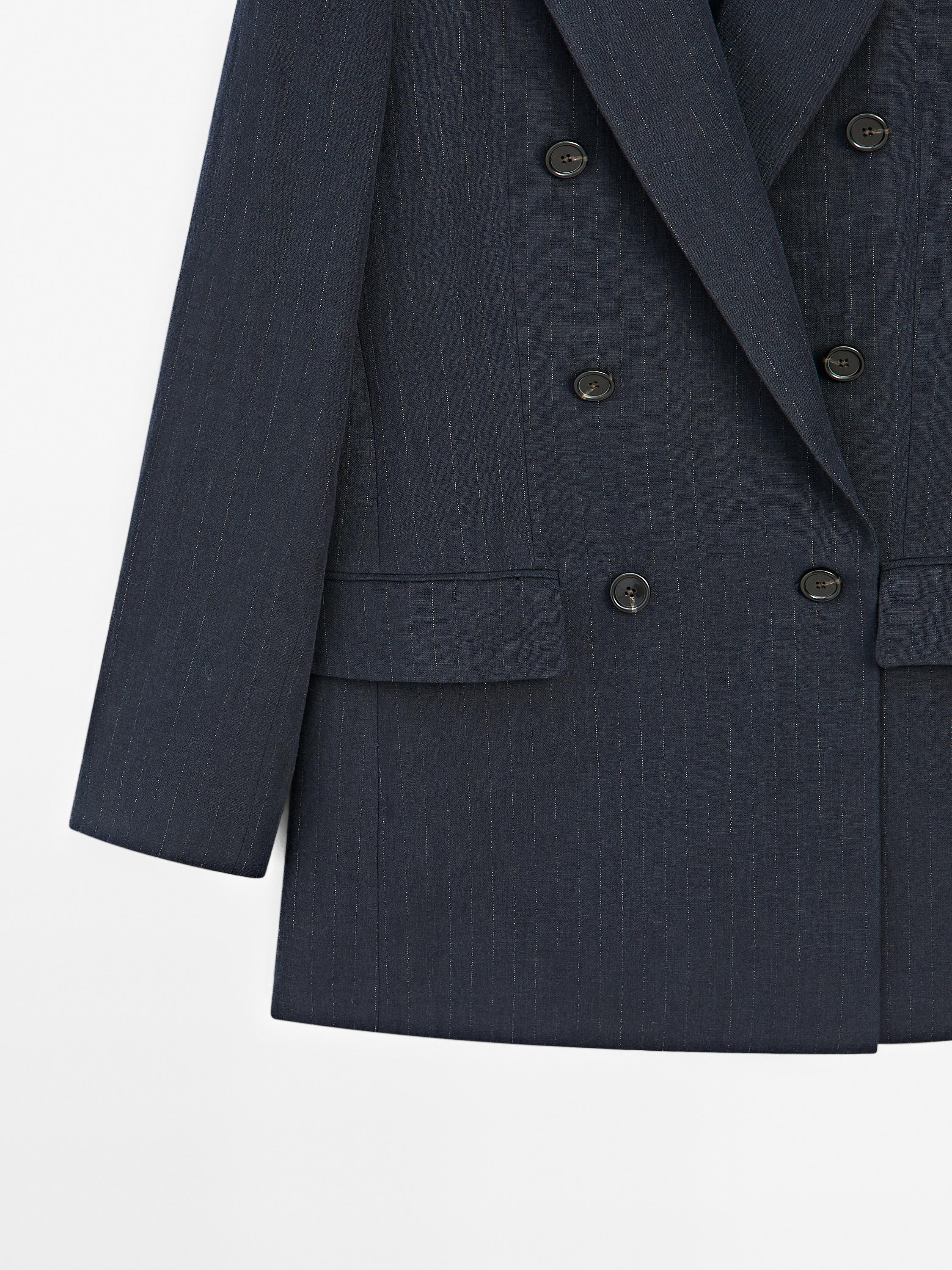 Linen blend pinstripe blazer