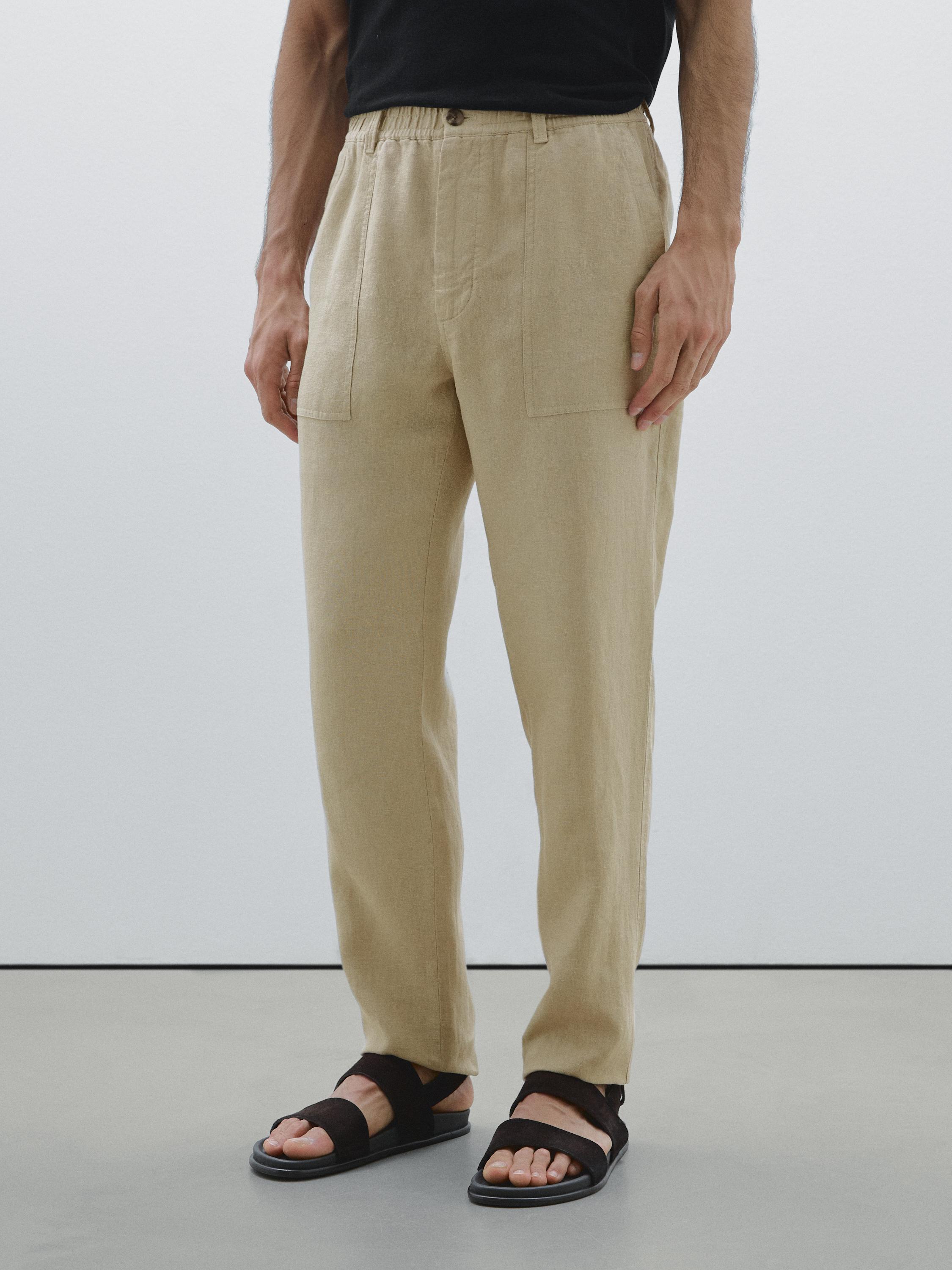 Льняные брюки-джоггеры