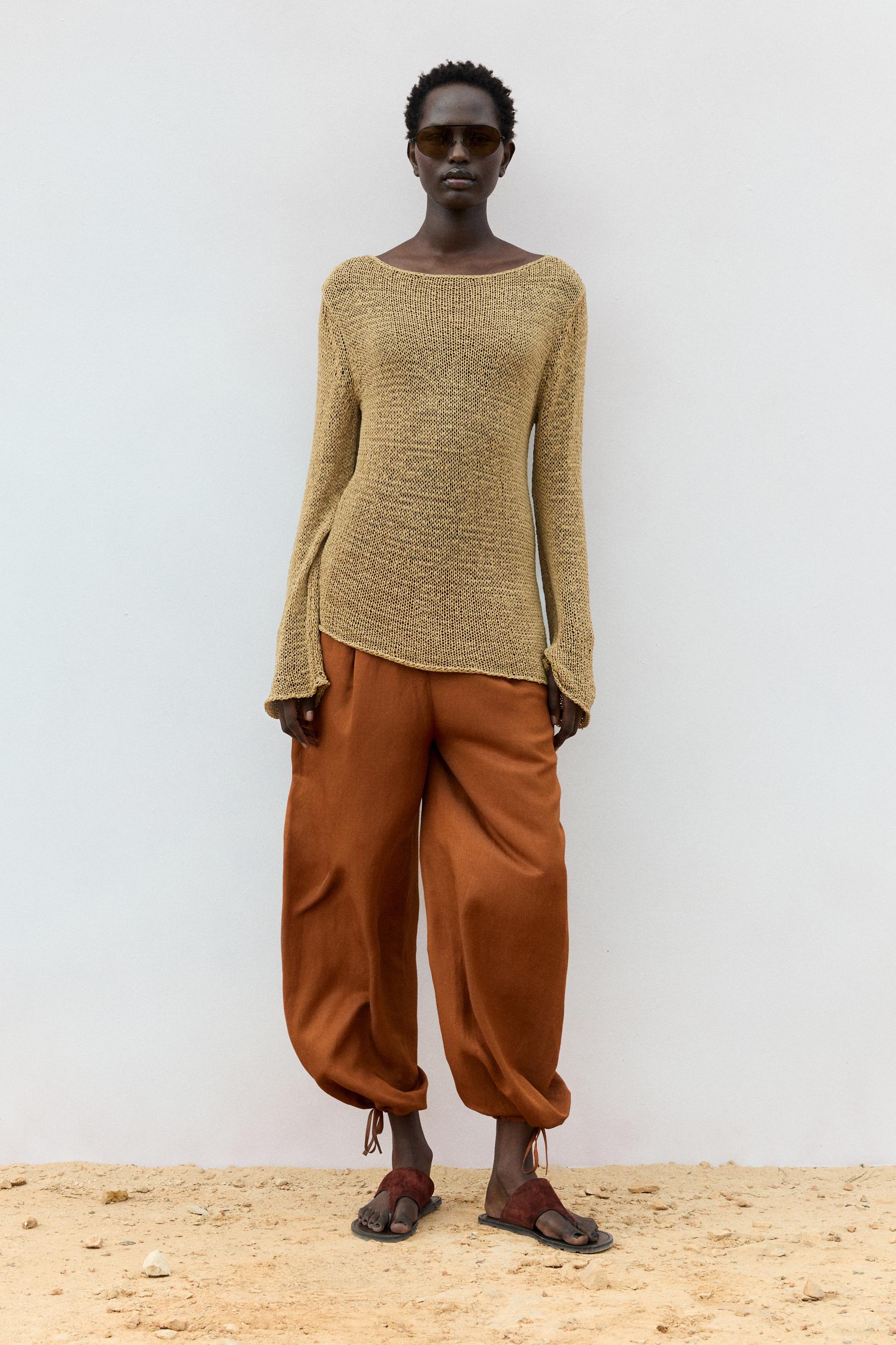 Flowing trousers with tie detail — ORANGE
