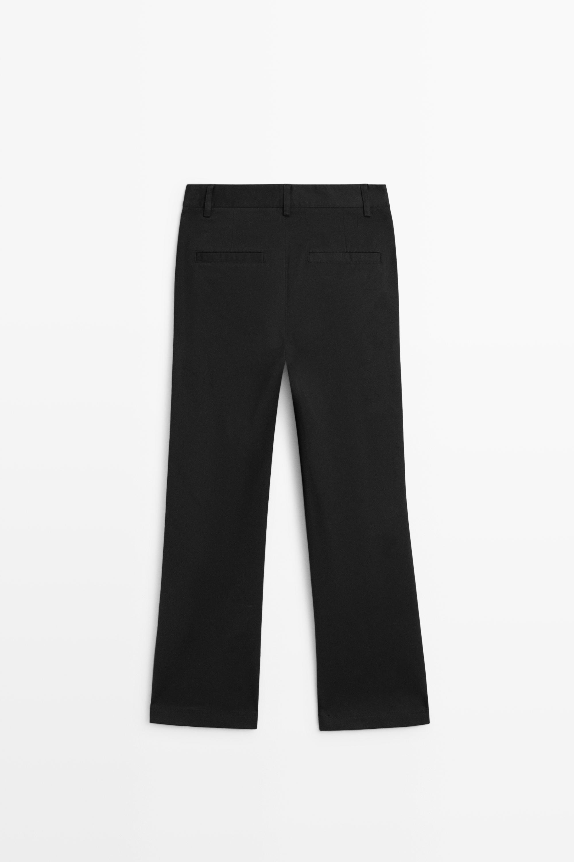 Cotton blend kick flare pants — BLACK