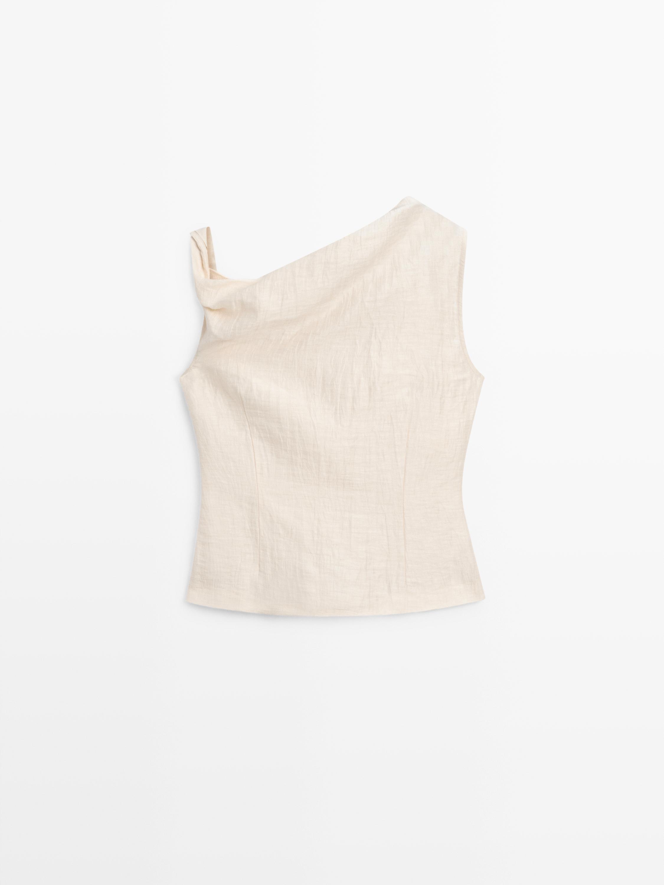 Asymmetric top with knot detail — BEIGE
