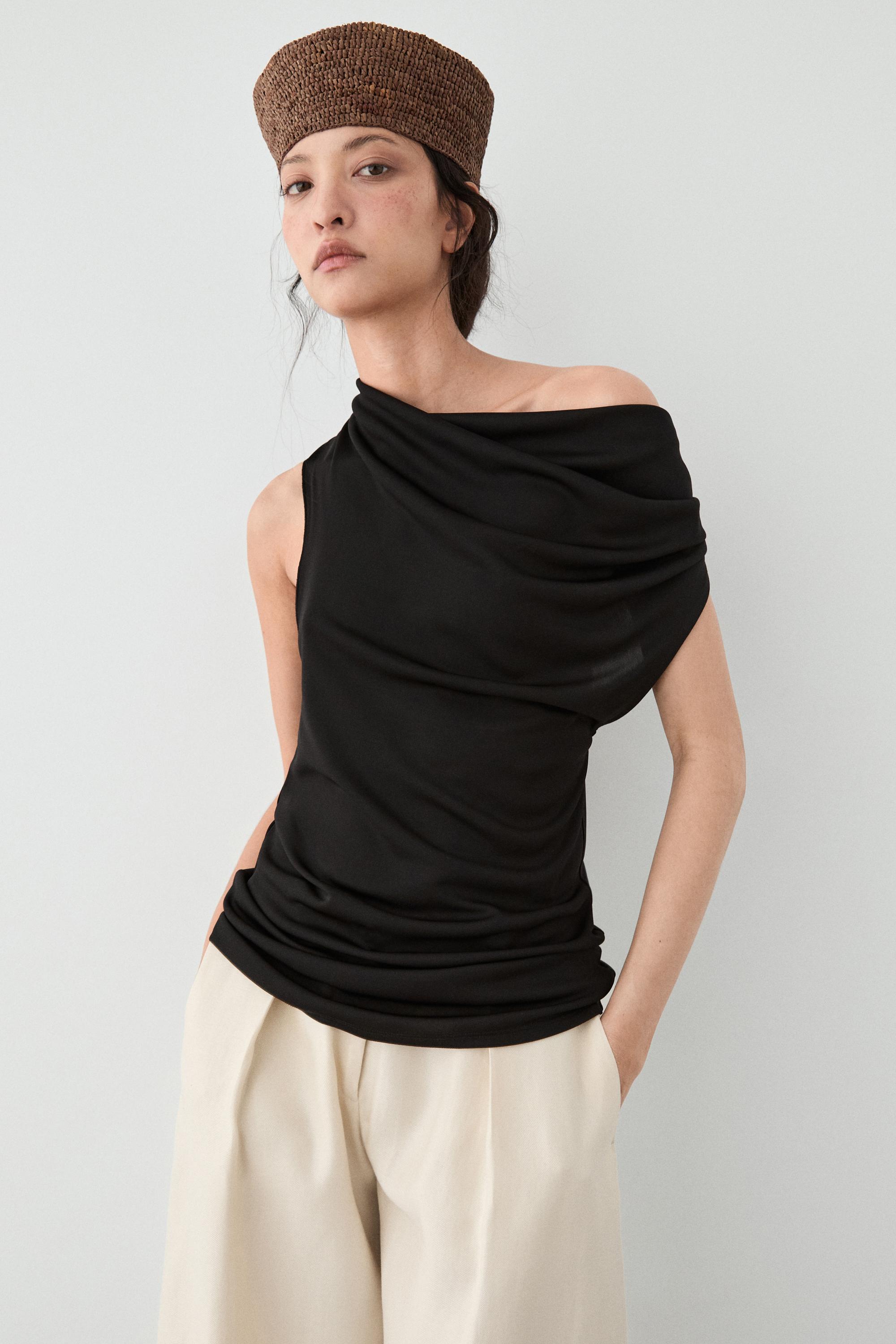 Flowing top with knot detail — BLACK