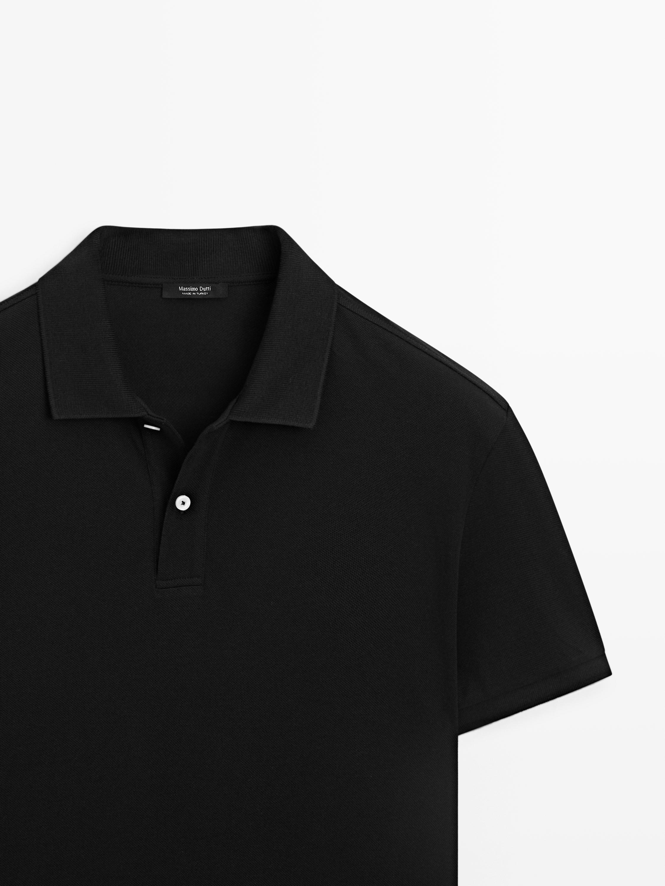 Micro textured cotton polo shirt