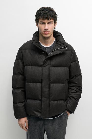100% WOOL HIGH NECK DOWN JACKET — BROWN TONES 3