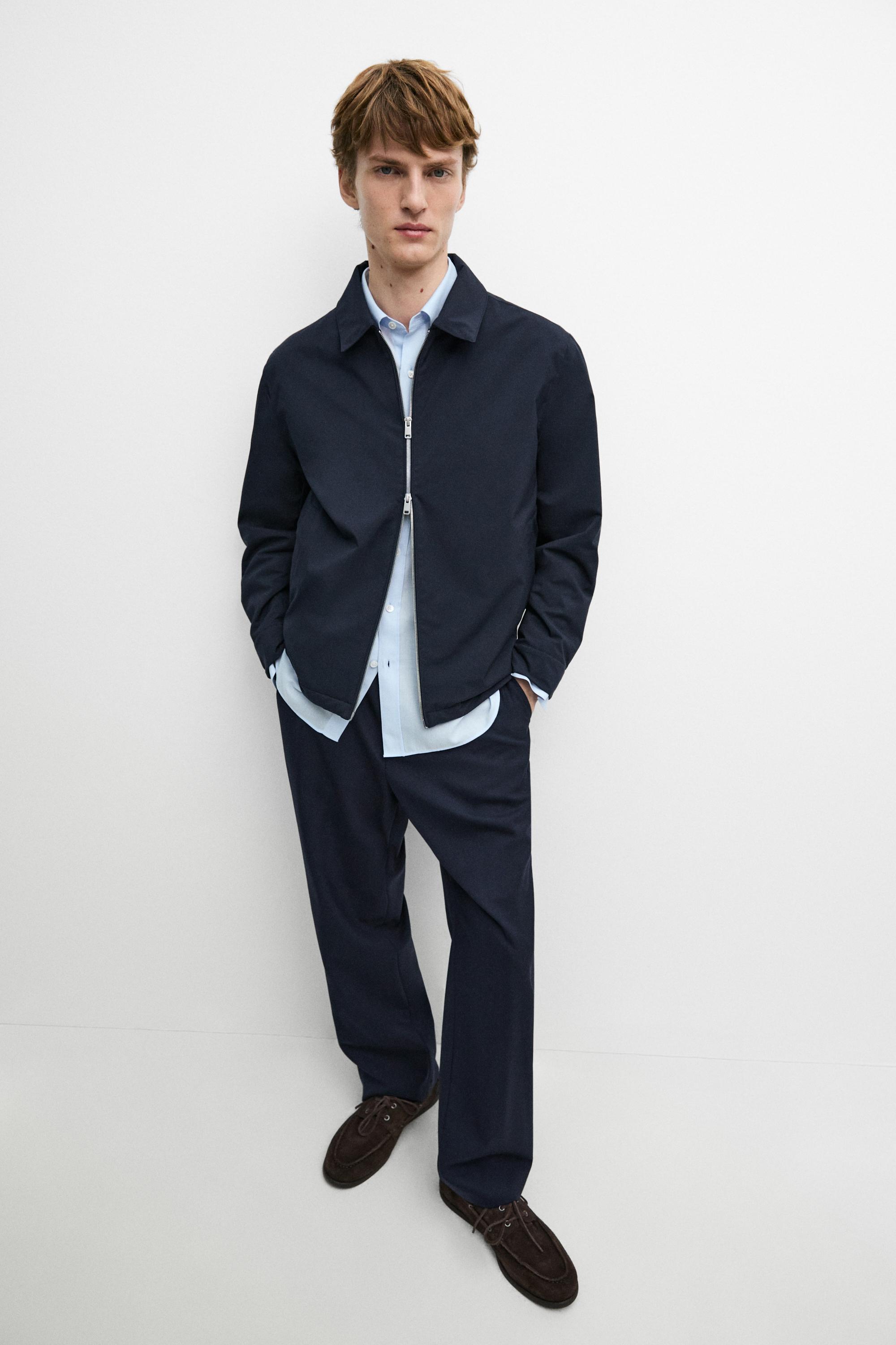Lightweight jacket with collar detail — NAVY BLUE