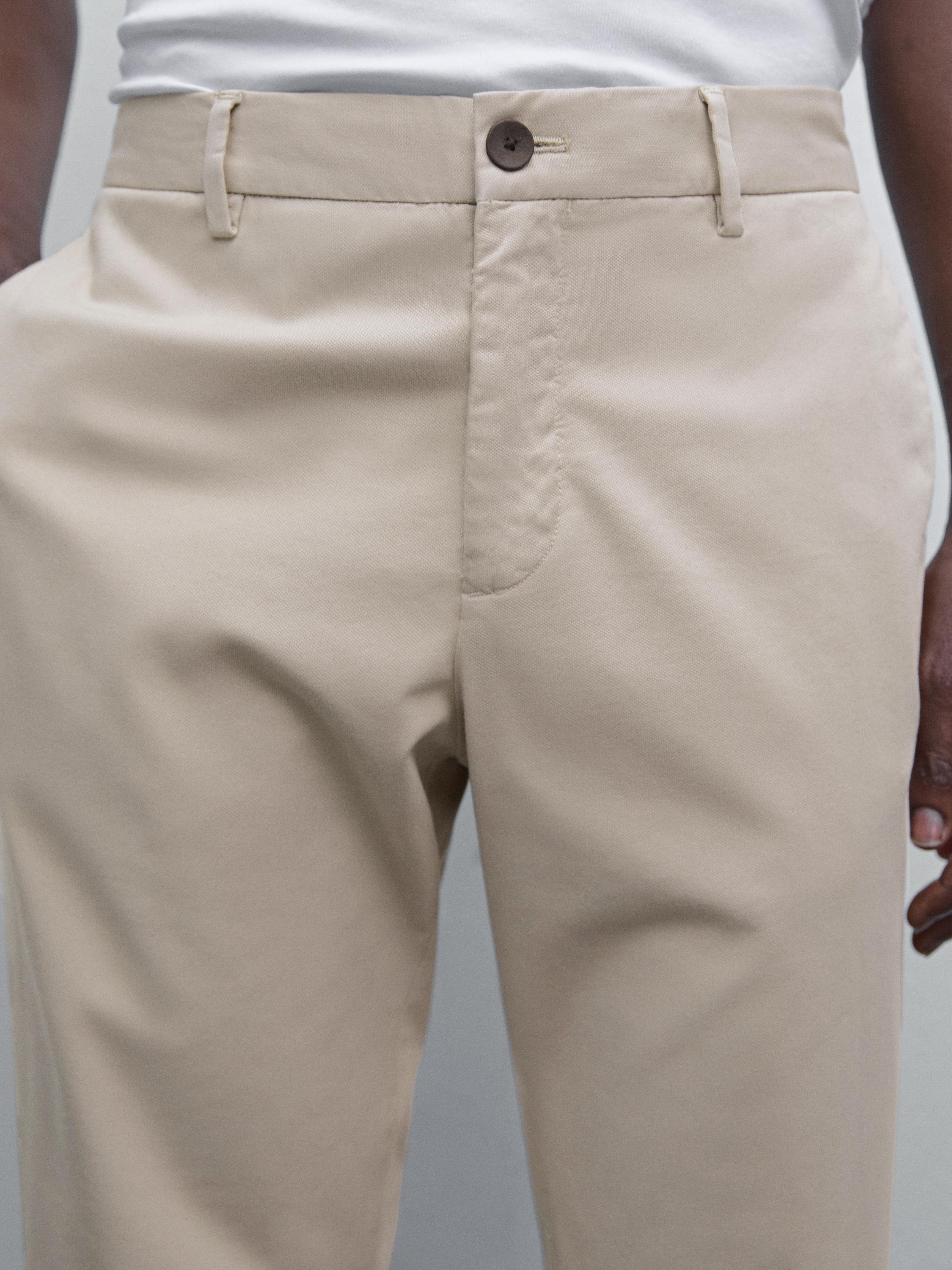 Slim fit textured trousers