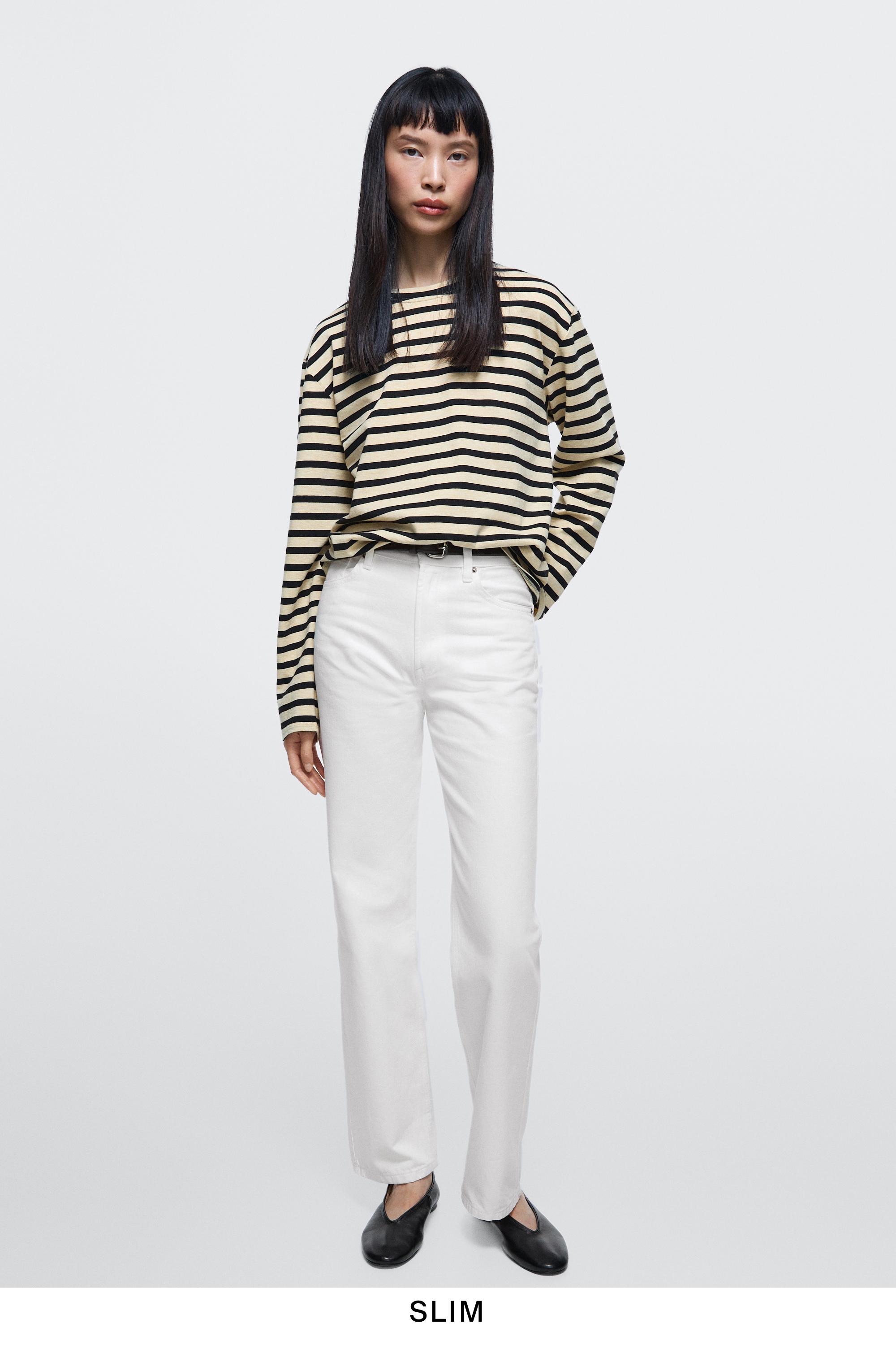 Straight-leg high-waist jeans — Off white
