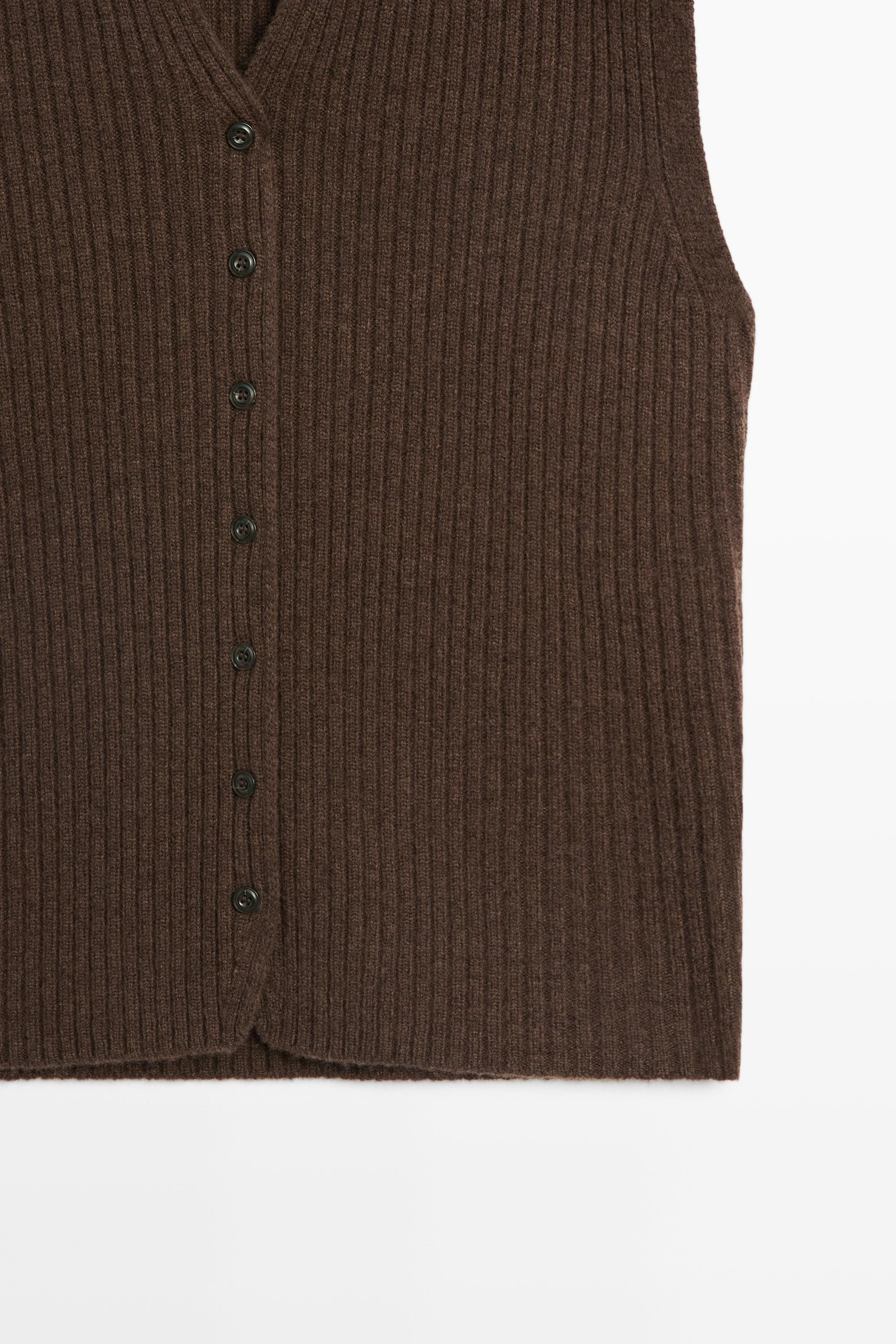 Massimo Dutti %100 yün fitilli triko yelek görsel 3