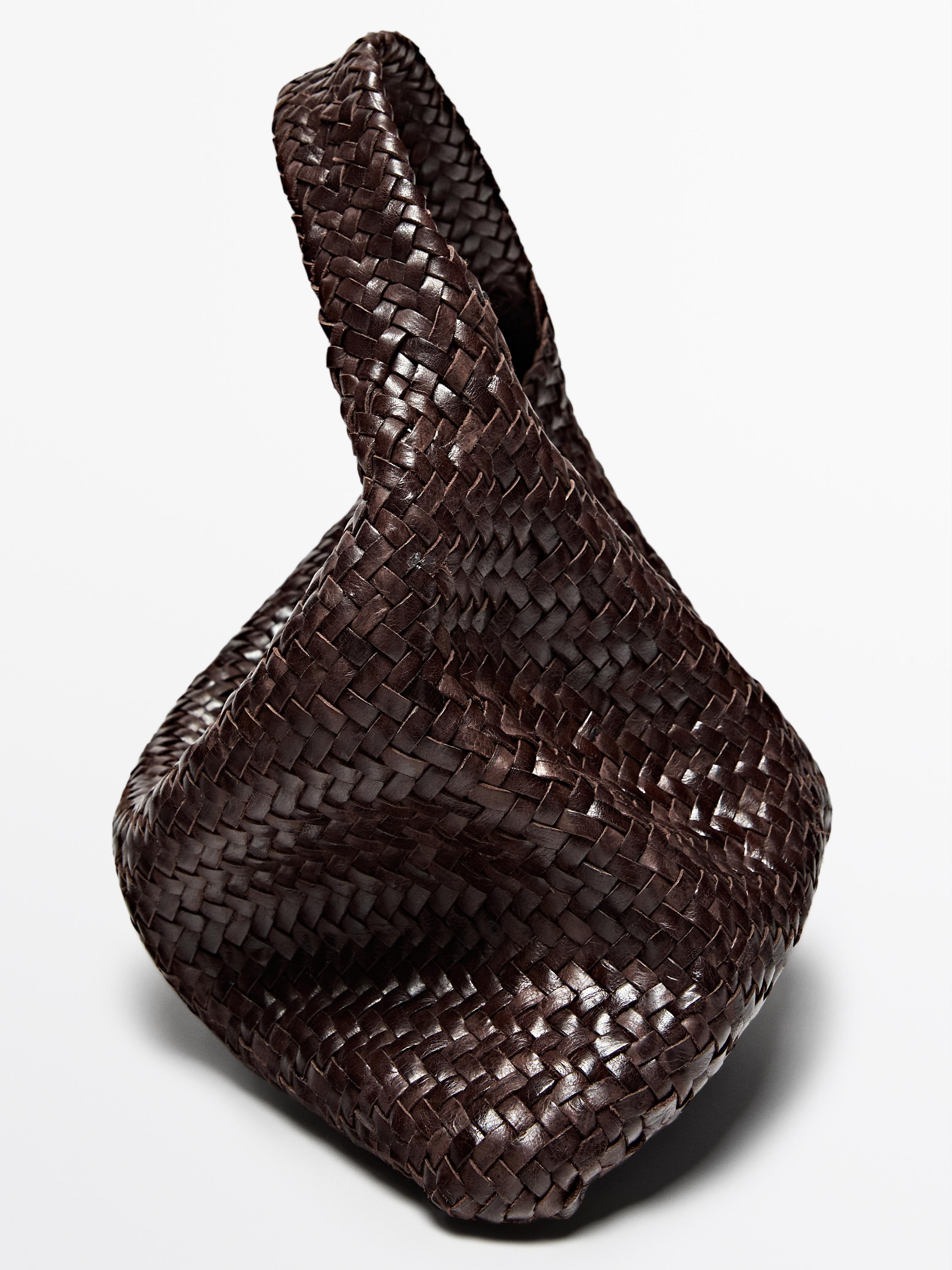 Braided nappa leather shopper bag