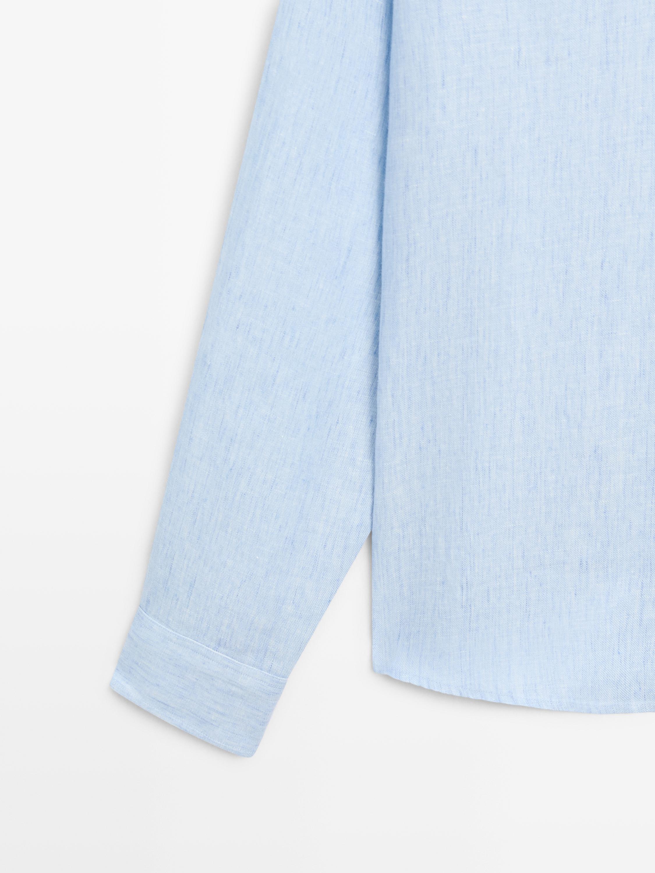 100% linen regular fit shirt — Light Blue