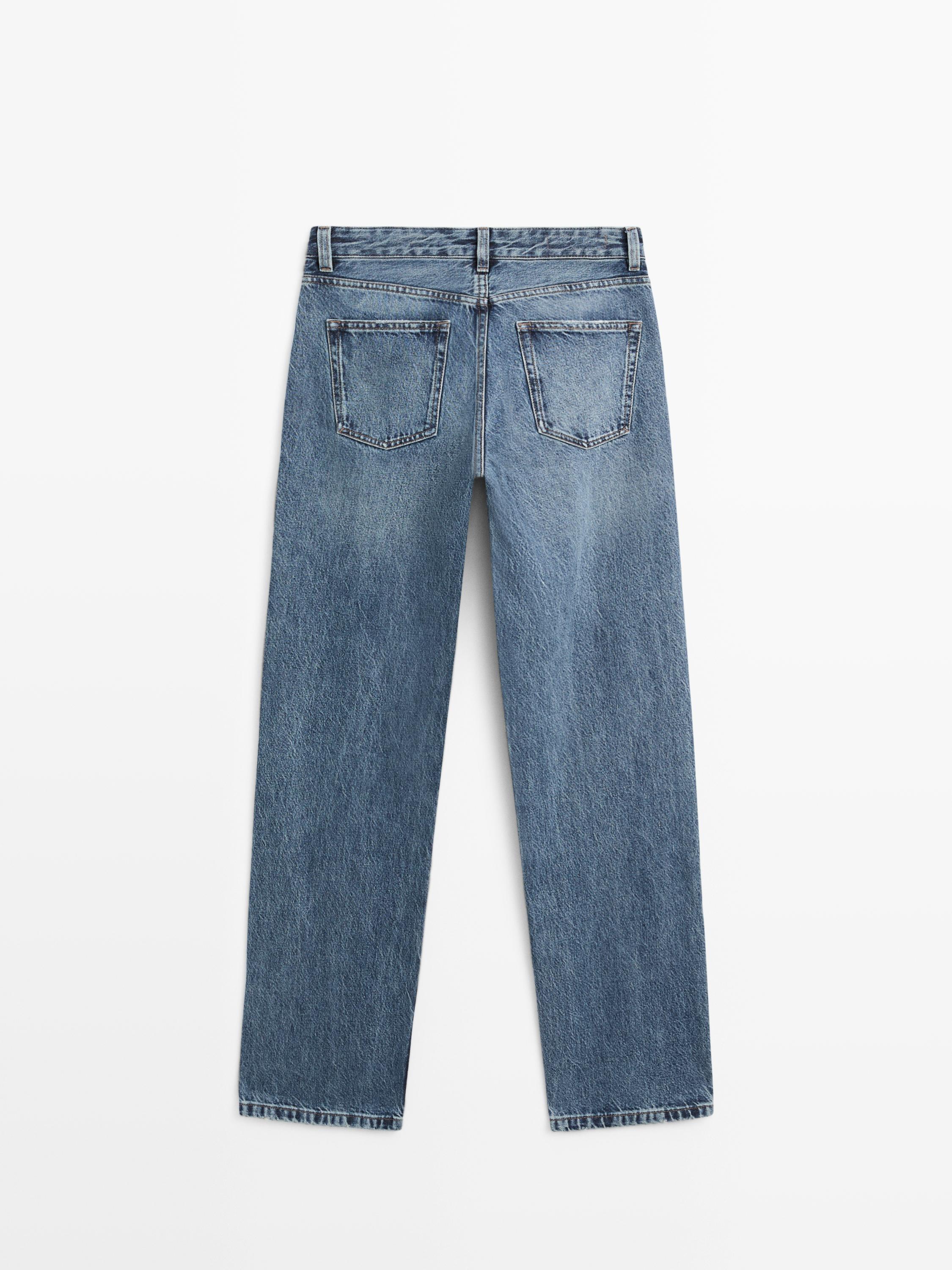 Mid-rise straight-leg jeans — MEDIUM BLUE