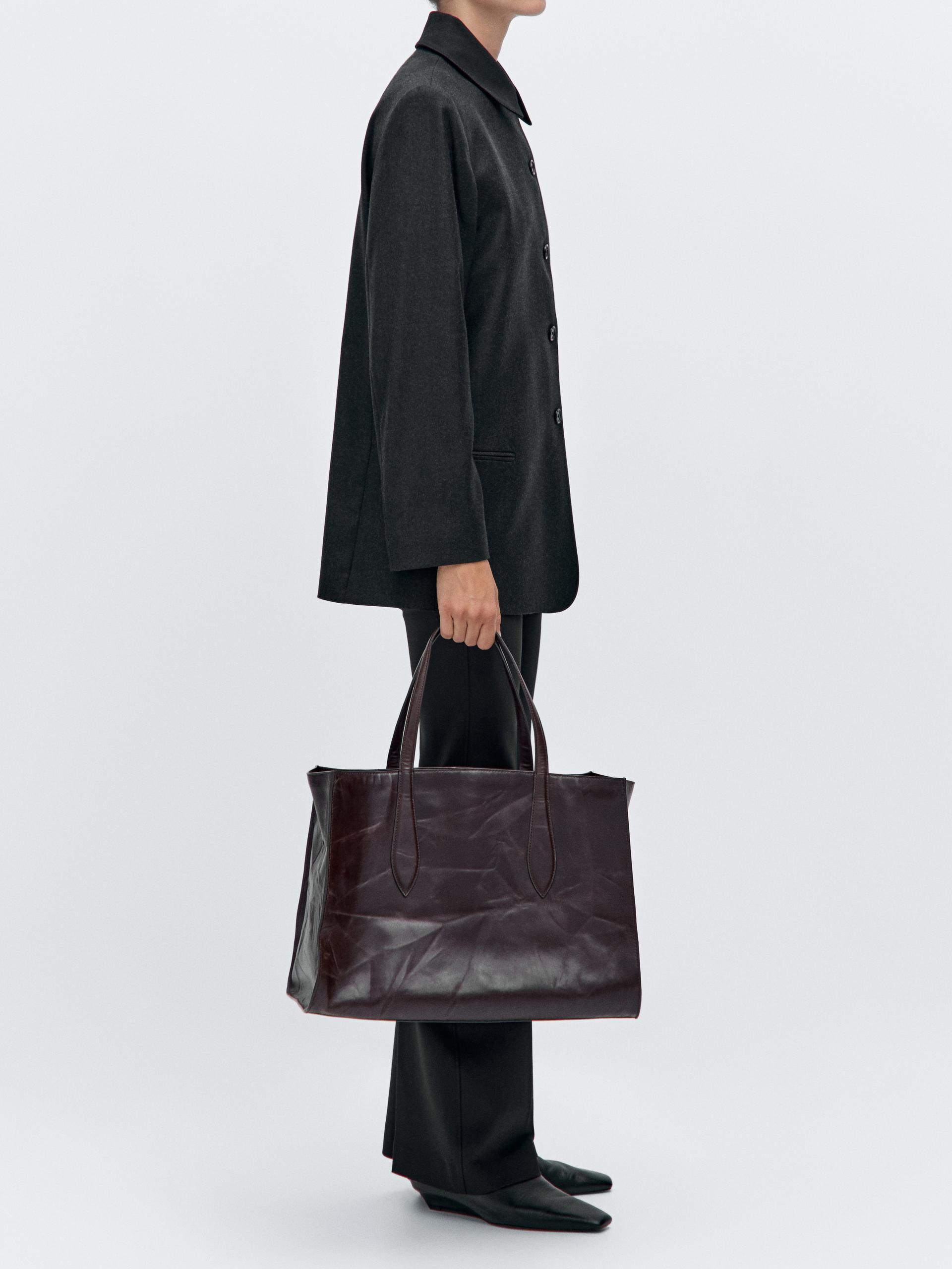 Bolso Maxi Md Icon Craquelado Piel Napa - Marrón - 01 - Massimo Dutti - Mujer