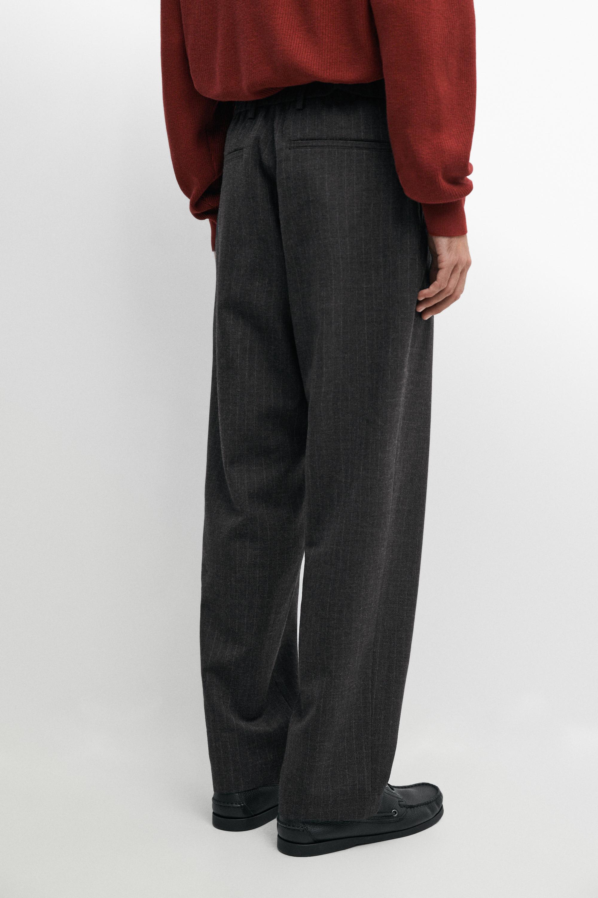 100% wool striped relaxed fit trousers — ANTHRACITE GREY