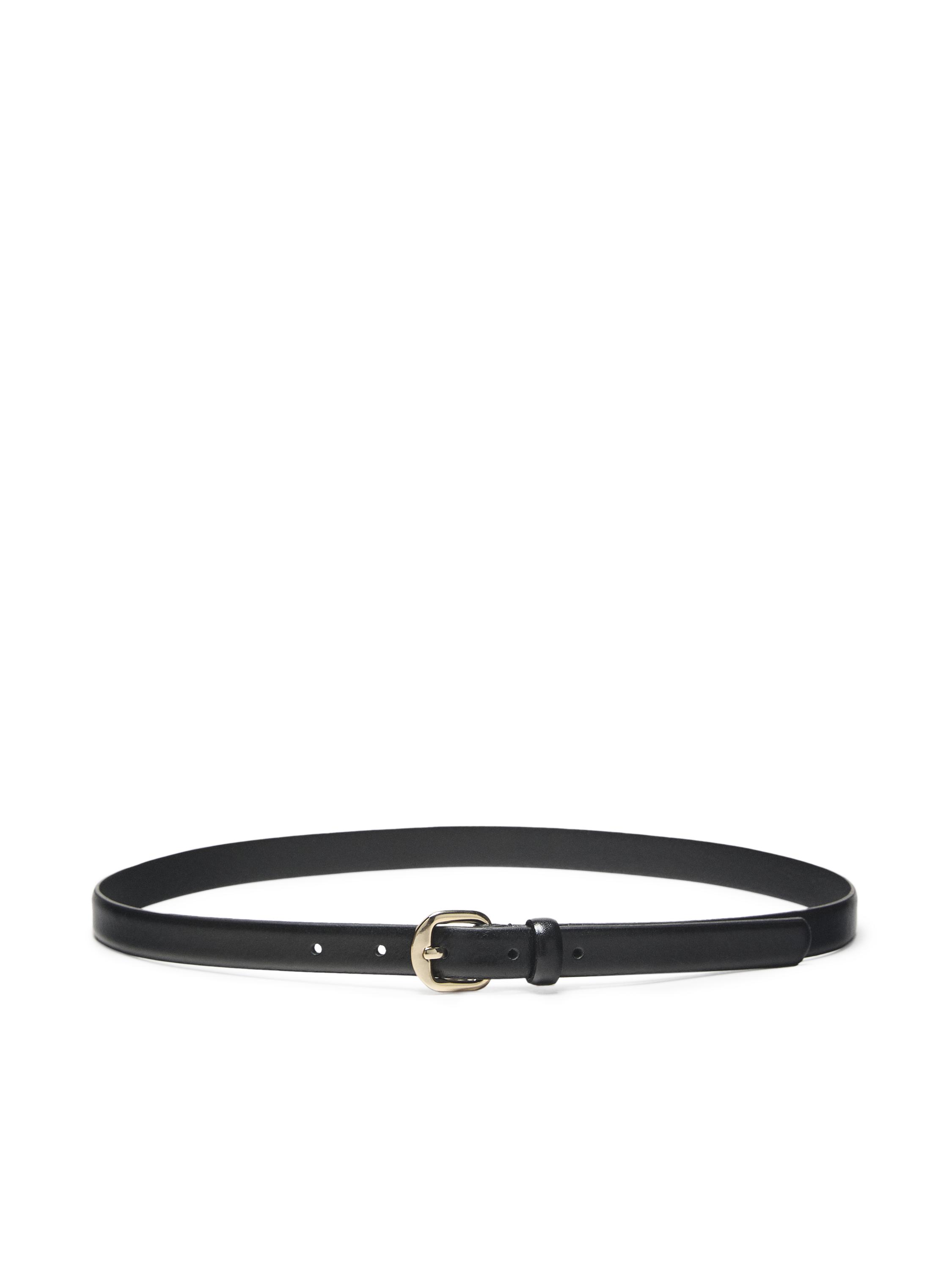 Leather belt with arched buckle — BLACK