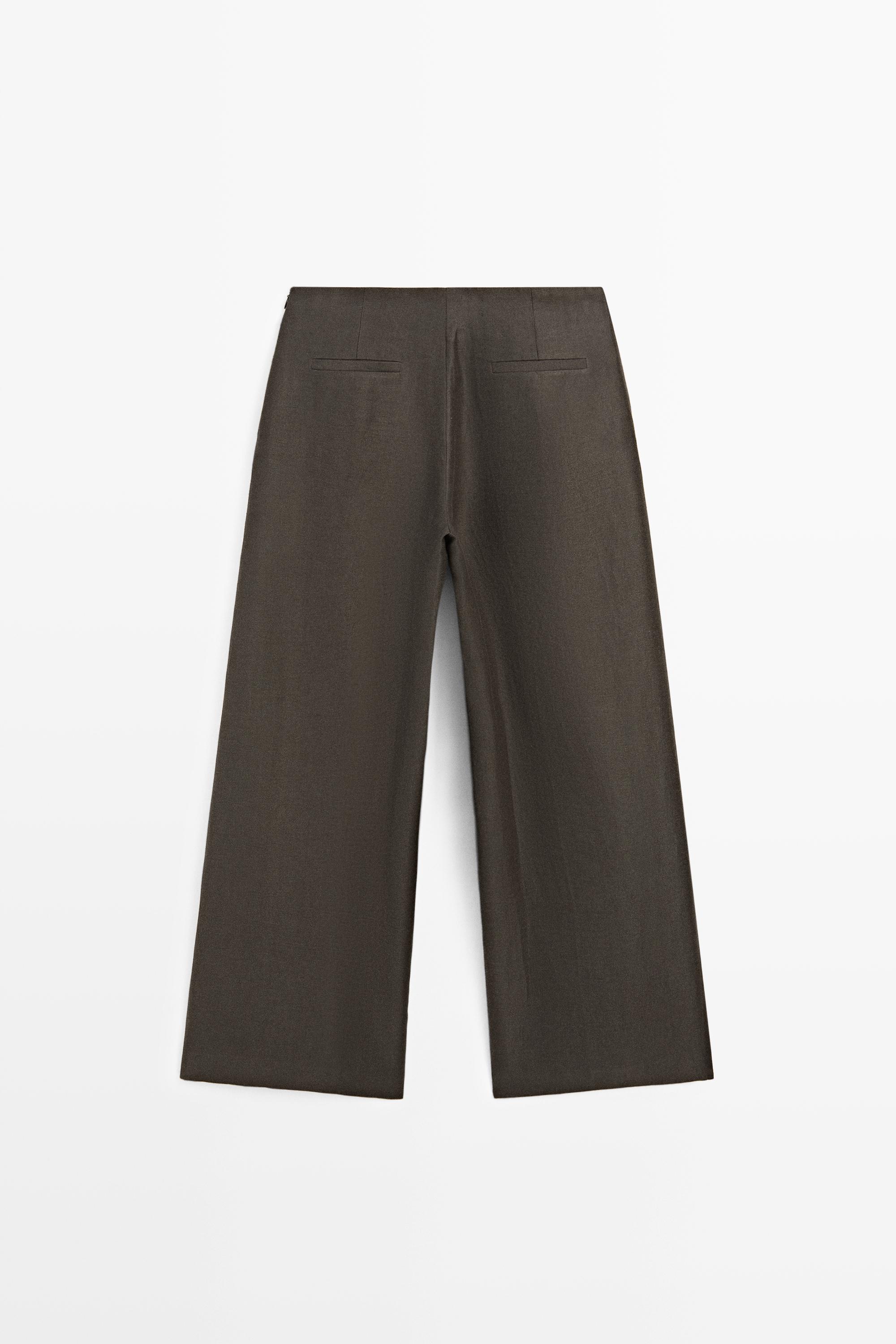 100% linen flowing pants — BROWN MARL