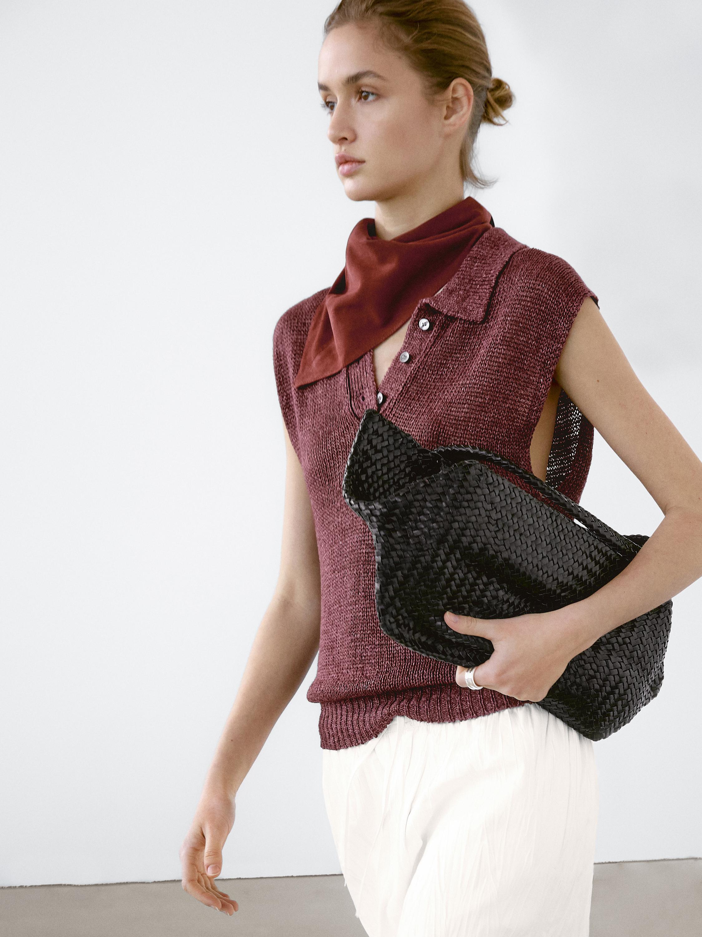 100% linen faded-effect knit top