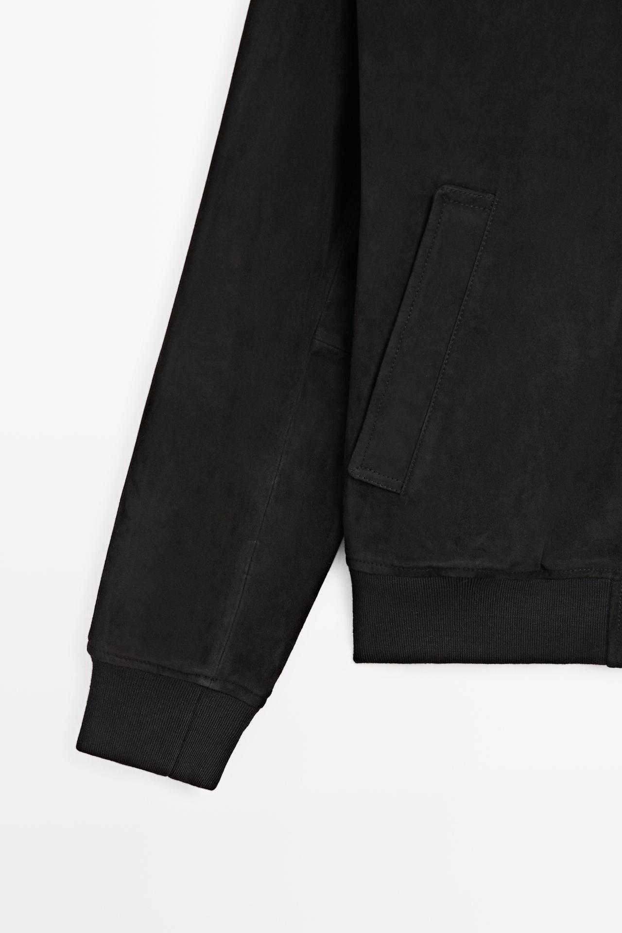 Suede bomber jacket — NAVY BLUE