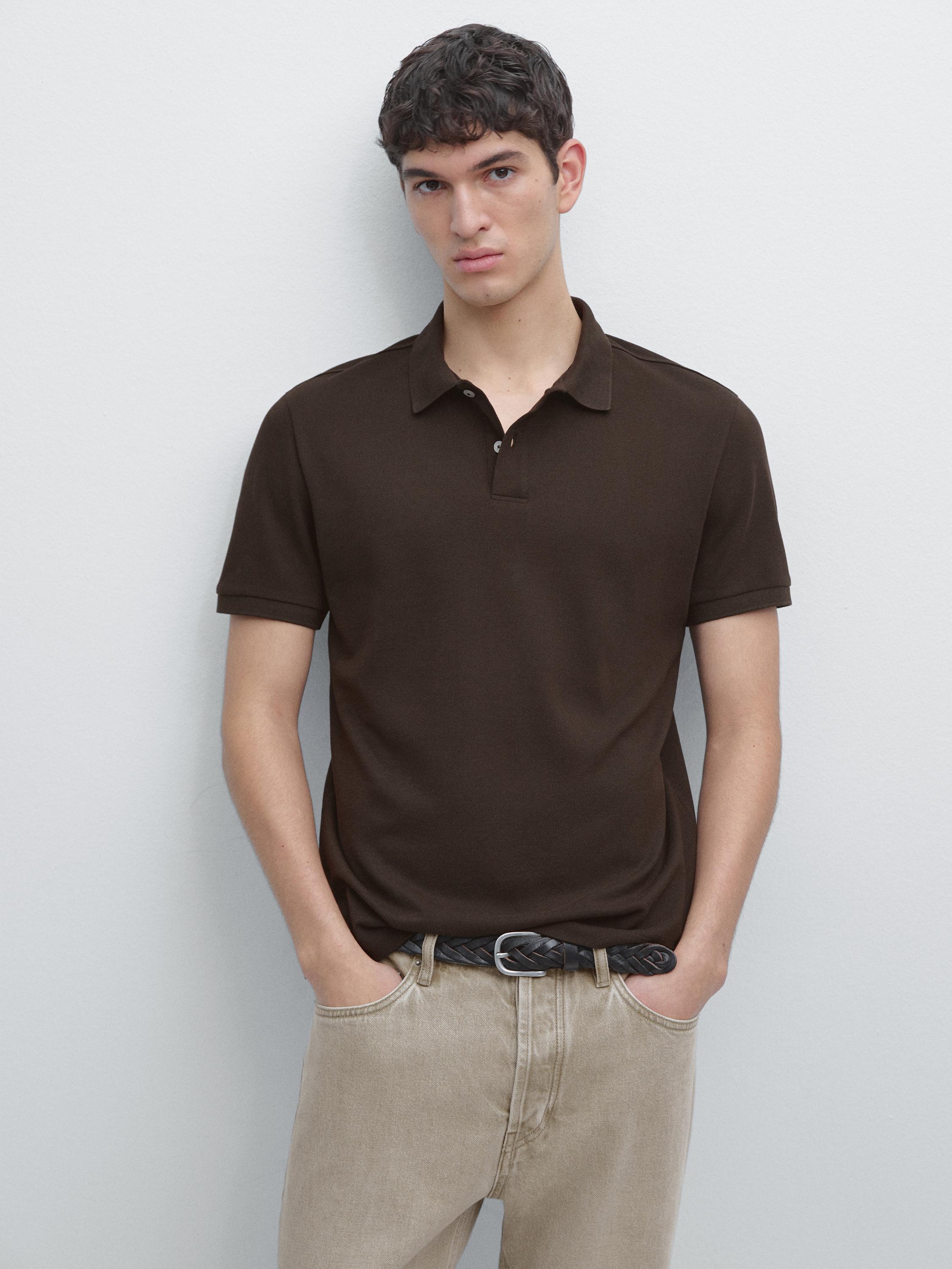 Micro textured cotton polo shirt
